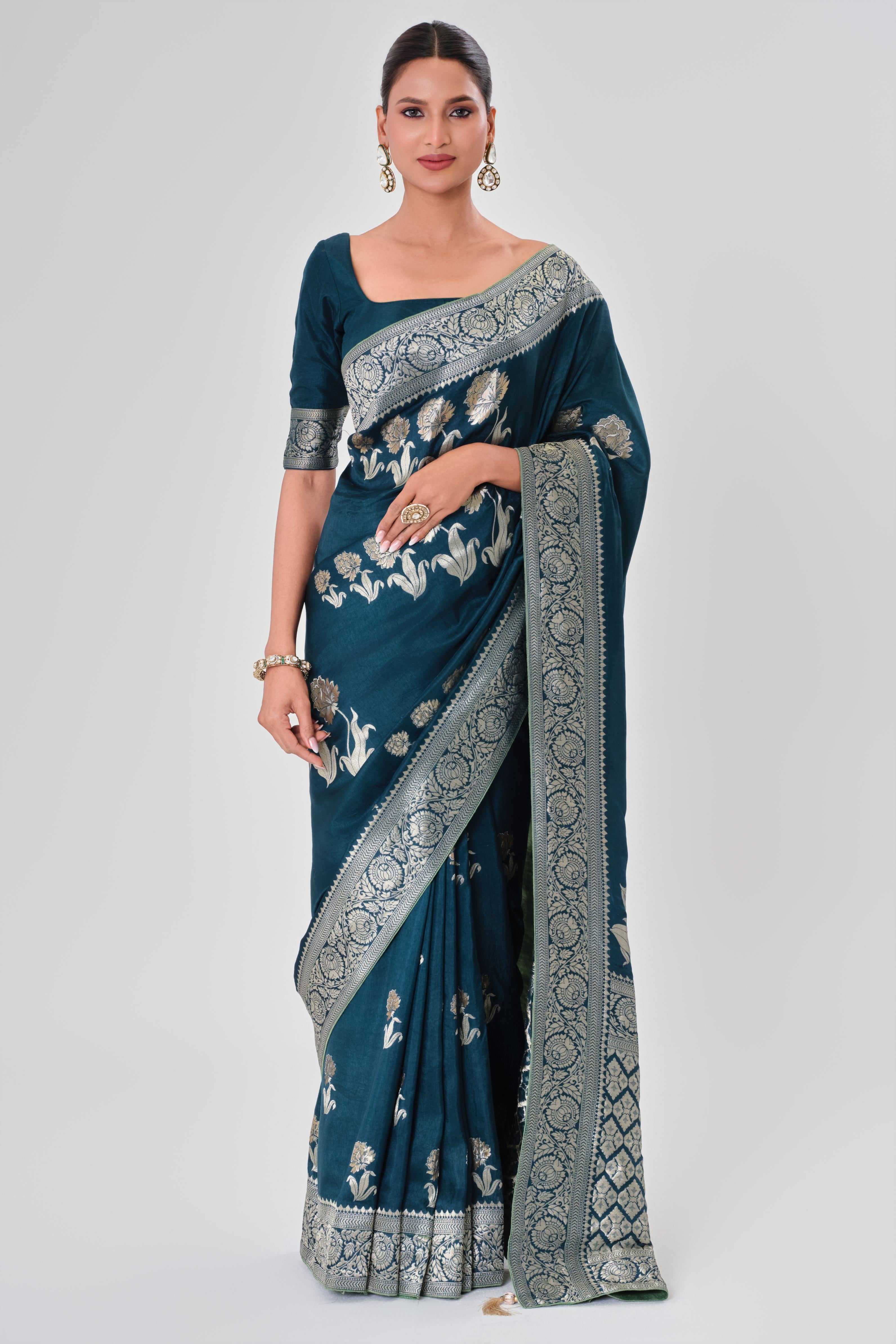 Blue Zari Woven Dola Silk Saree