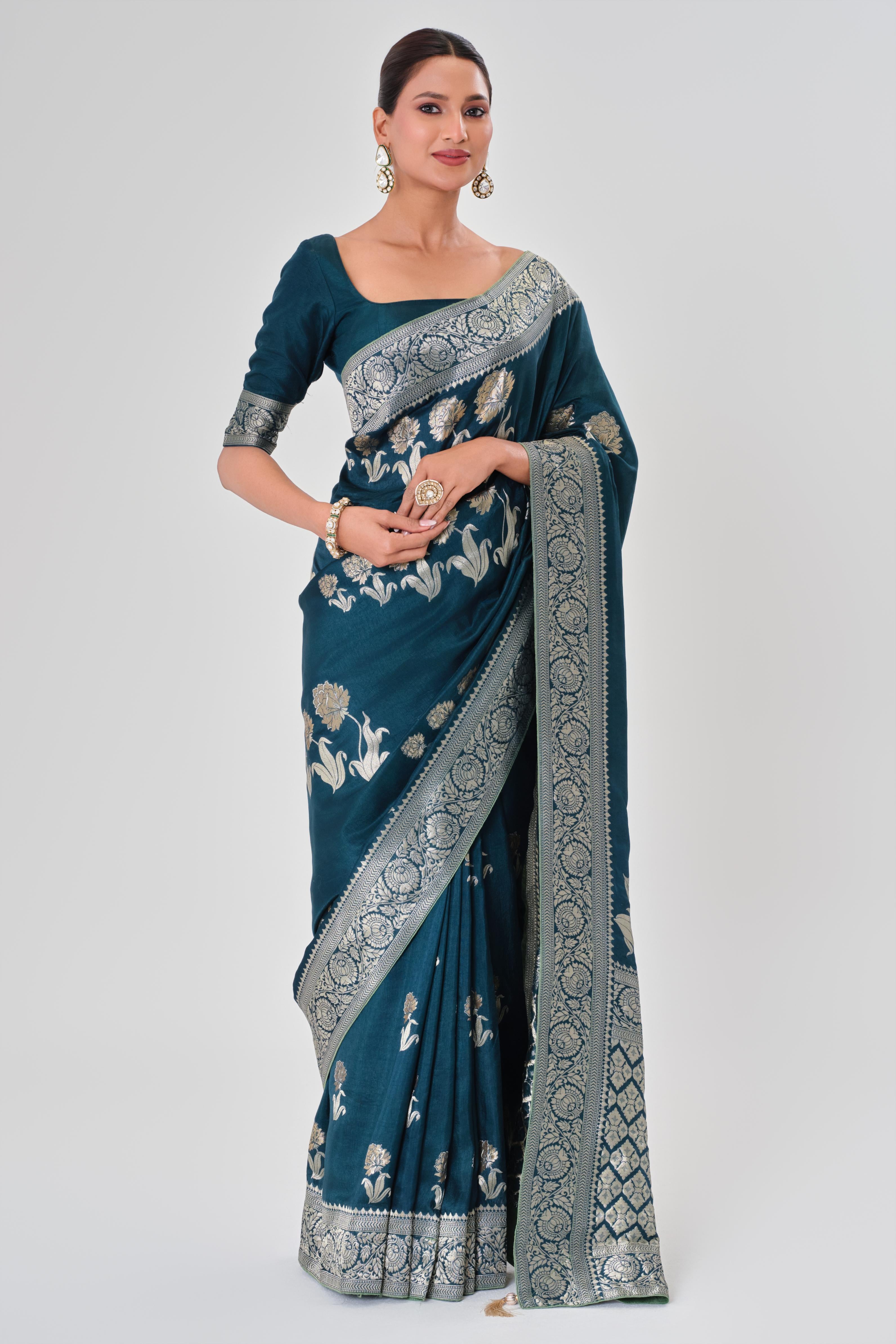 Blue Zari Woven Dola Silk Saree