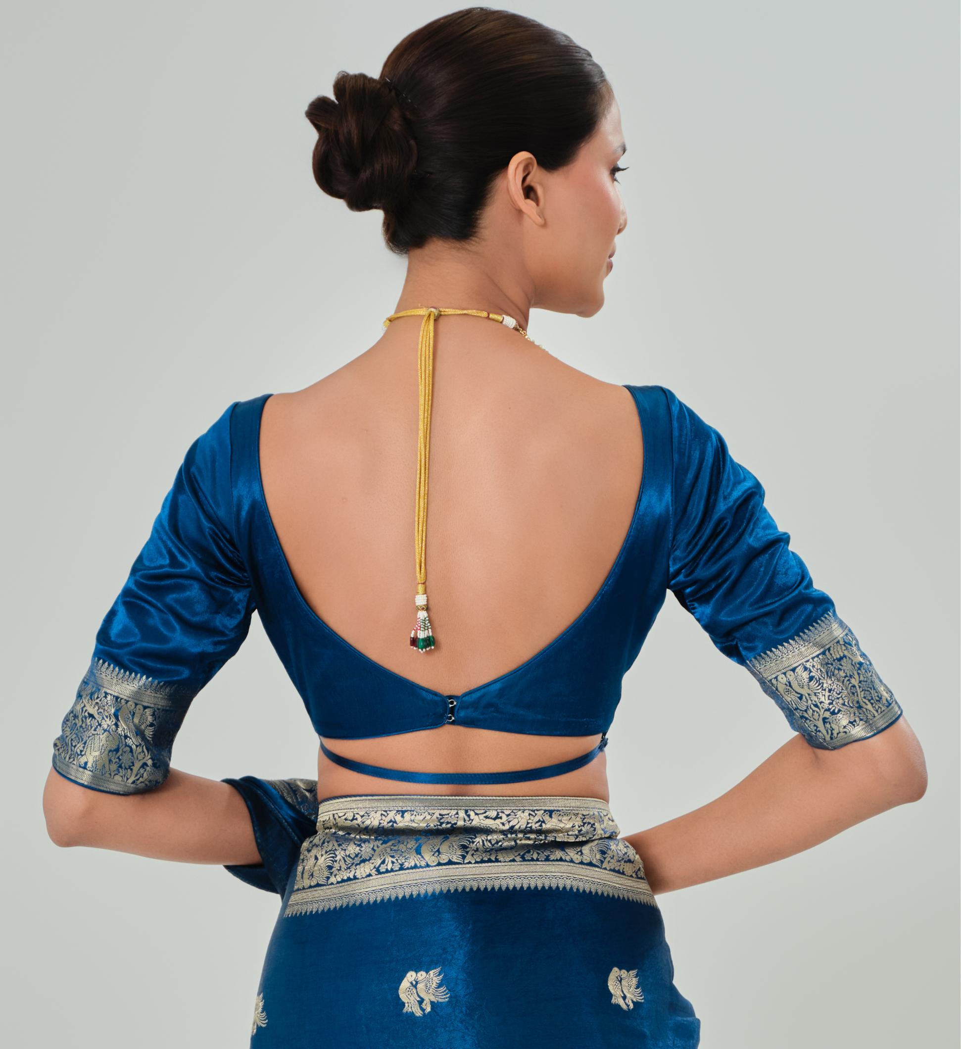 Blue Banarasi Satin Silk Saree