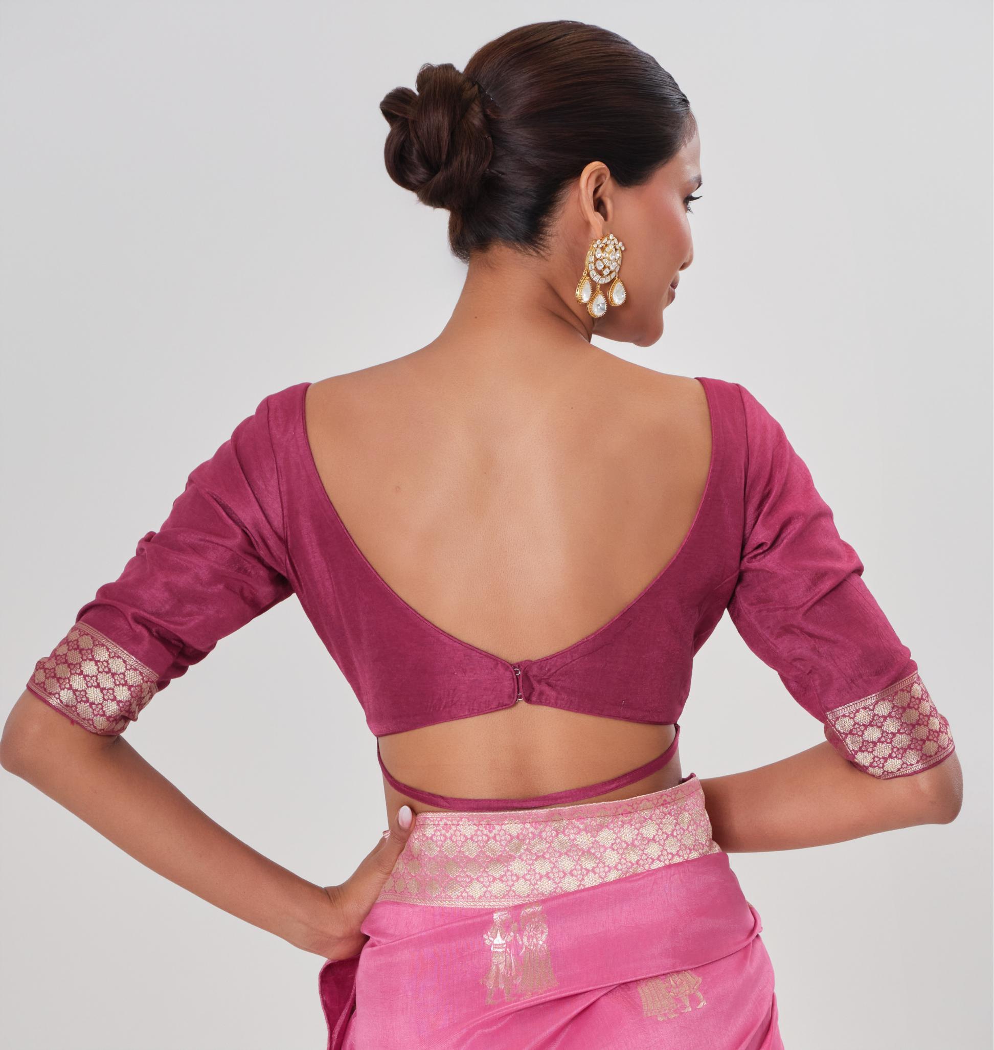 Pink Handwork Dola Silk Saree