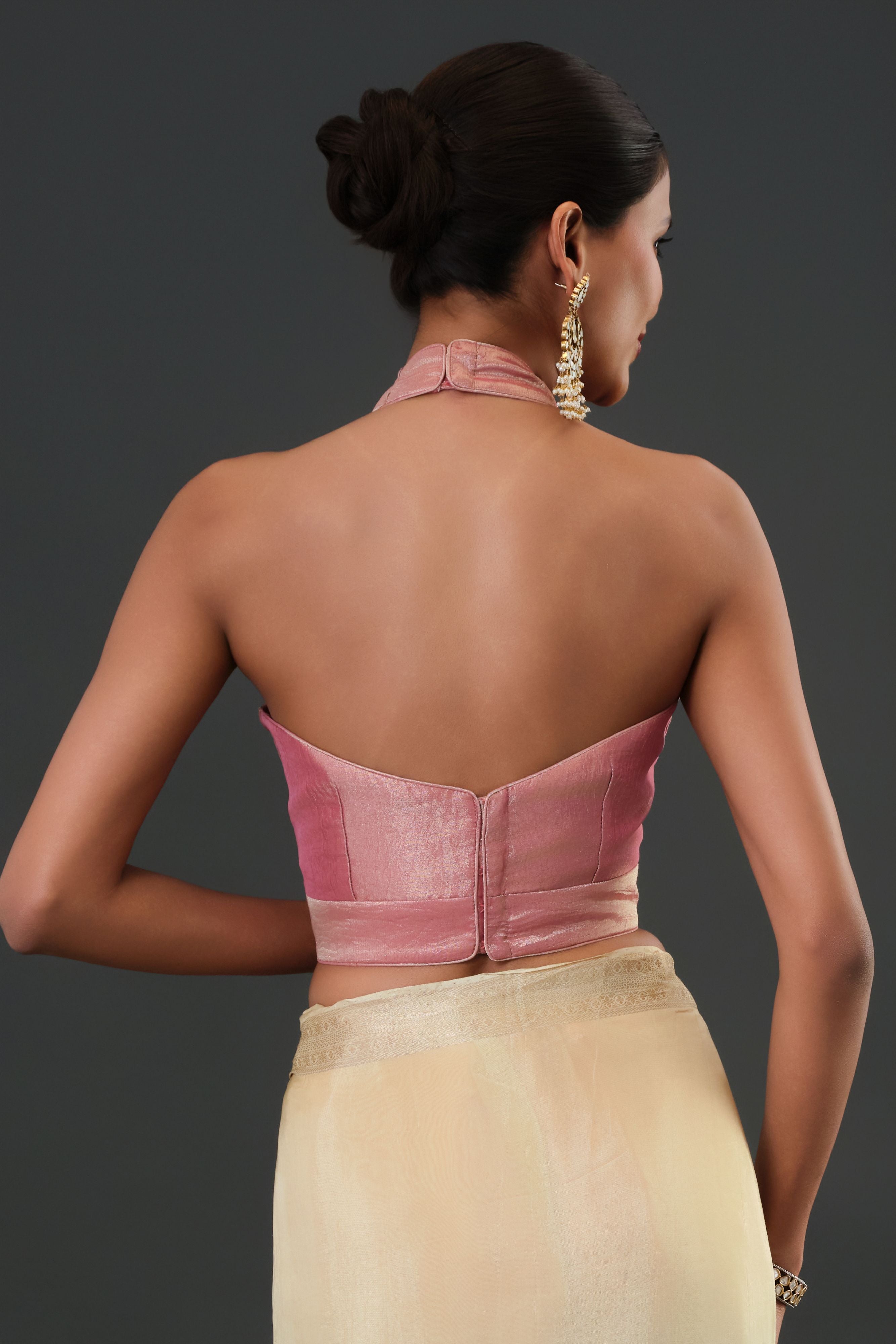 Light Pink Embroidered Organza Silk Saree