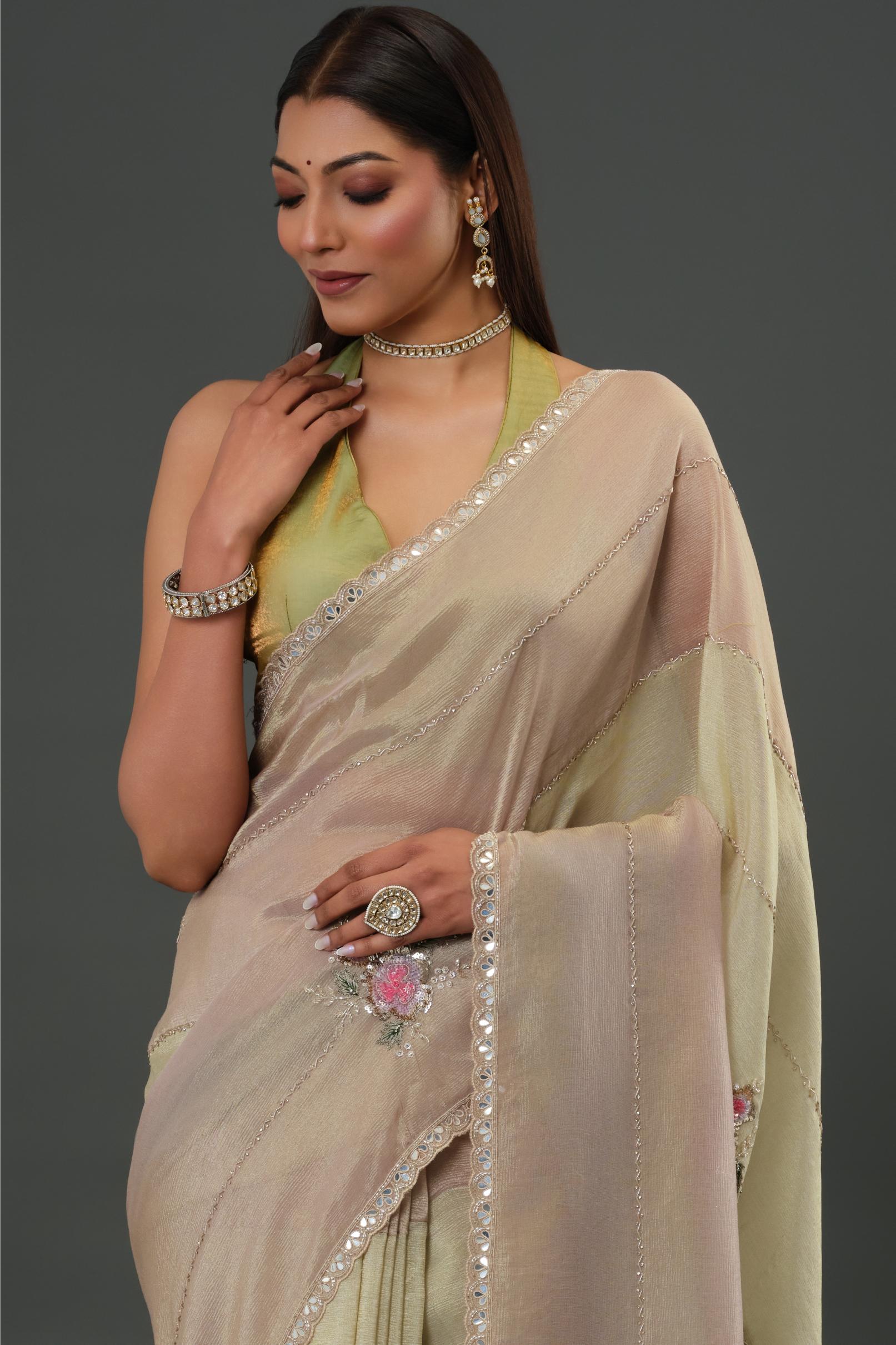 Pink Nude Cosmo Silk Saree
