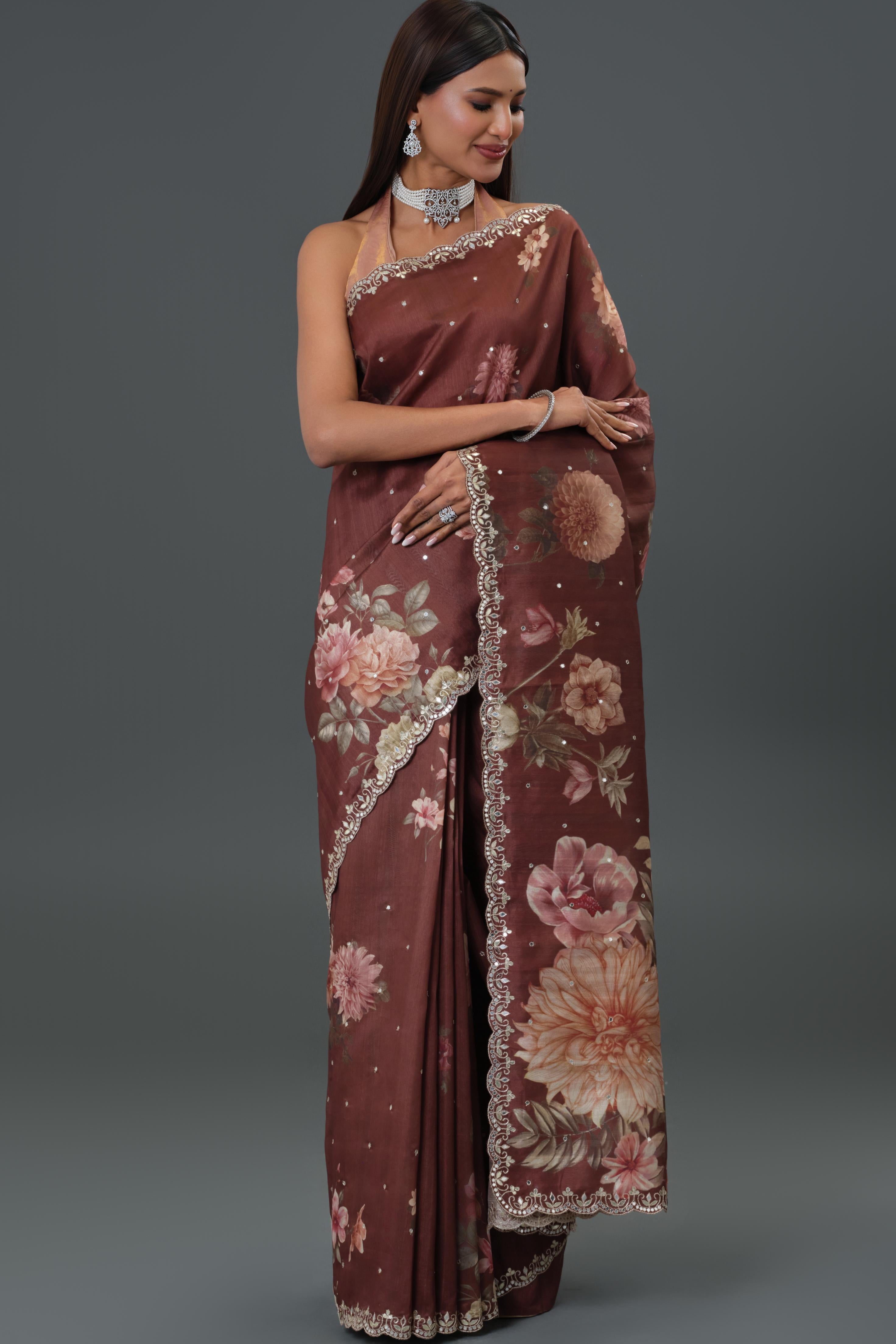 Sassy Brown Tussar Silk Saree