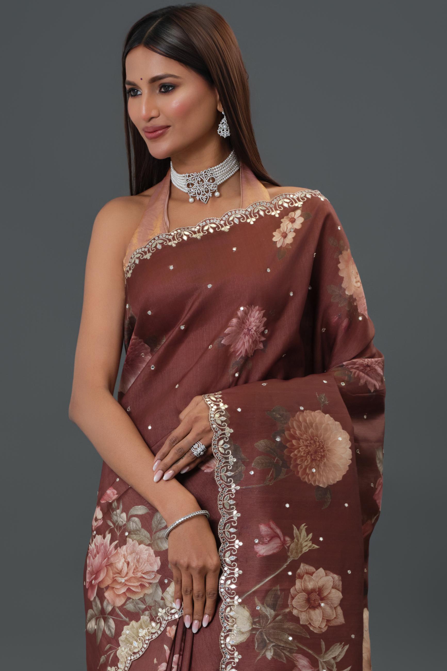 Sassy Brown Tussar Silk Saree