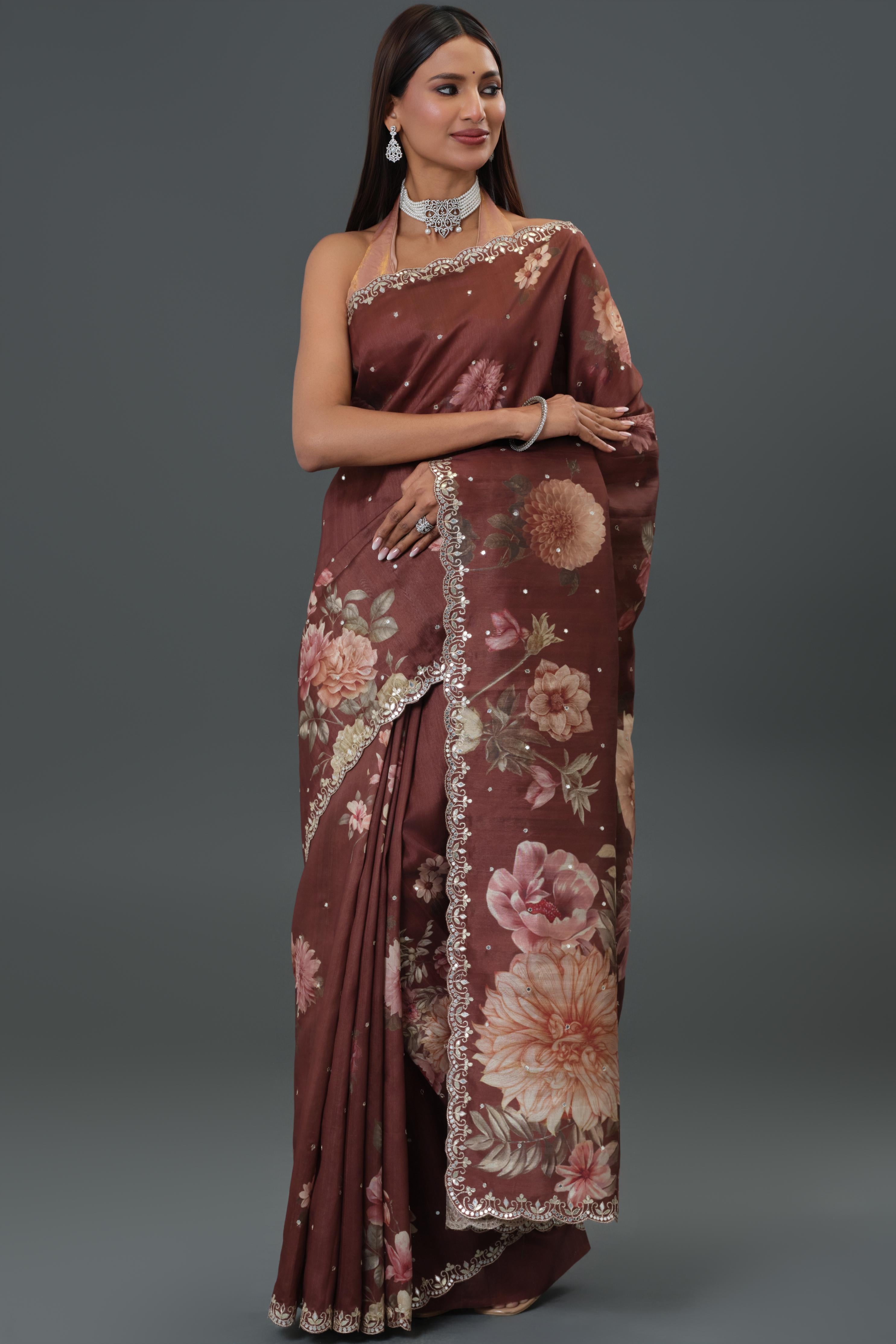 Sassy Brown Tussar Silk Saree