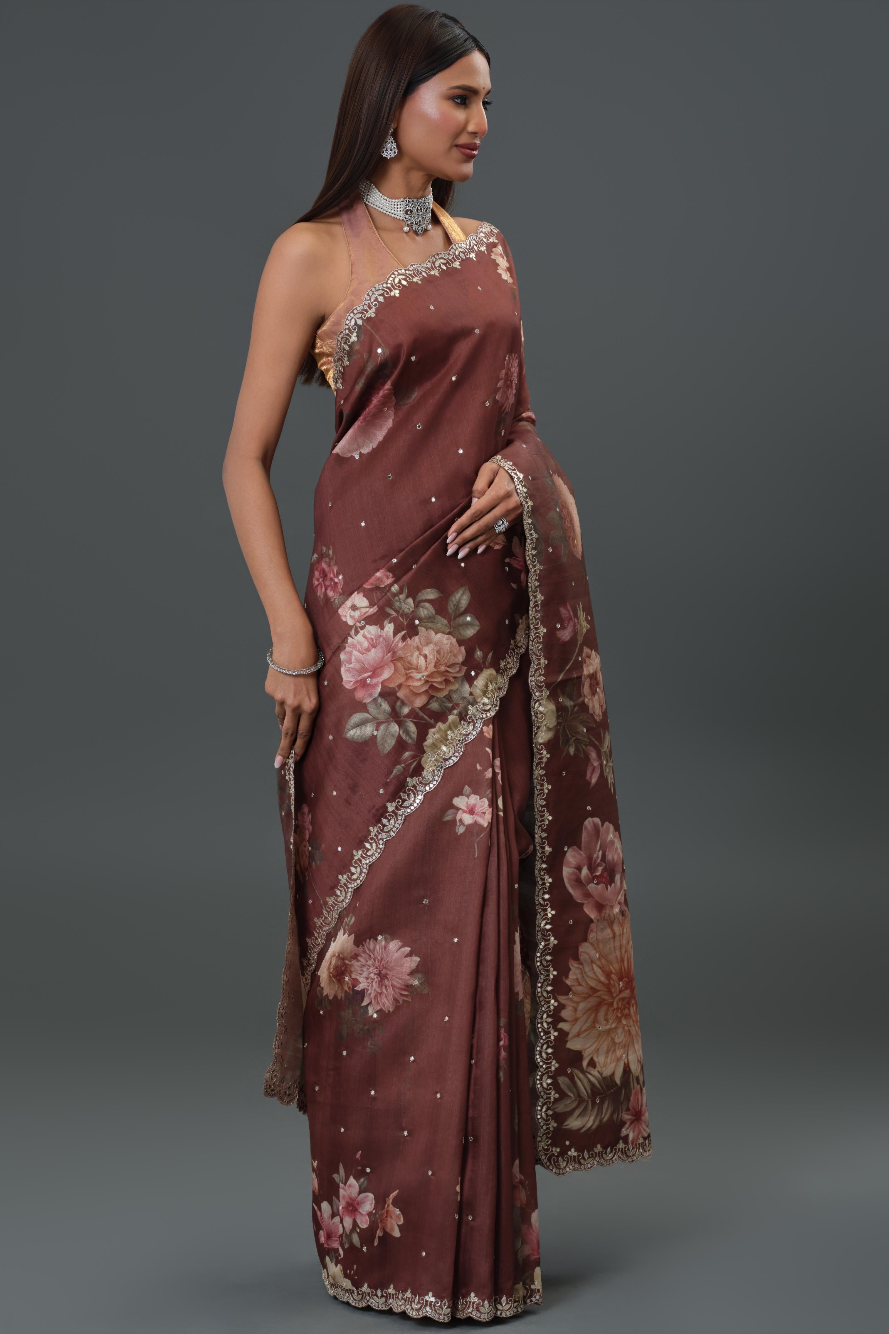 Sassy Brown Tussar Silk Saree
