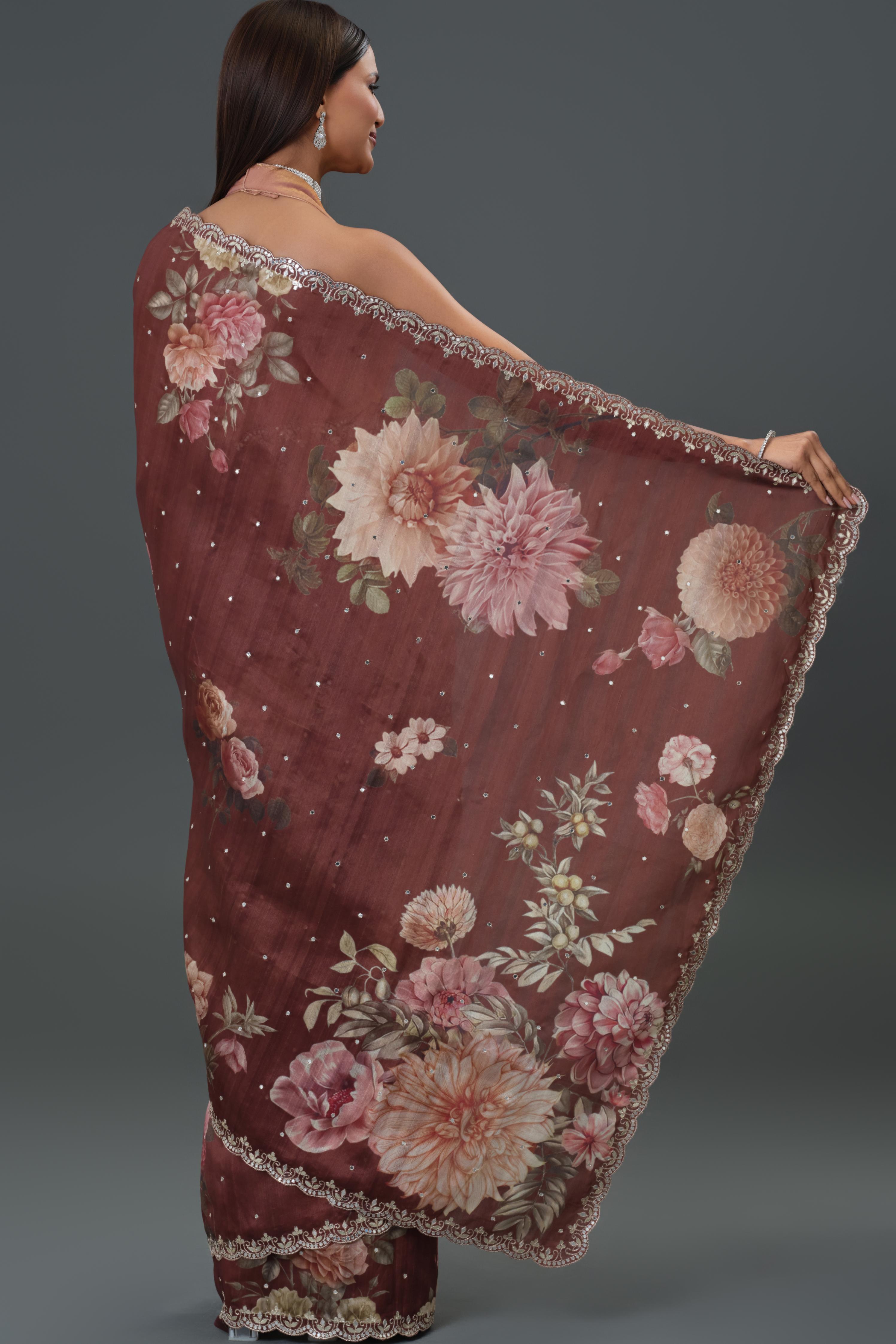 Sassy Brown Tussar Silk Saree