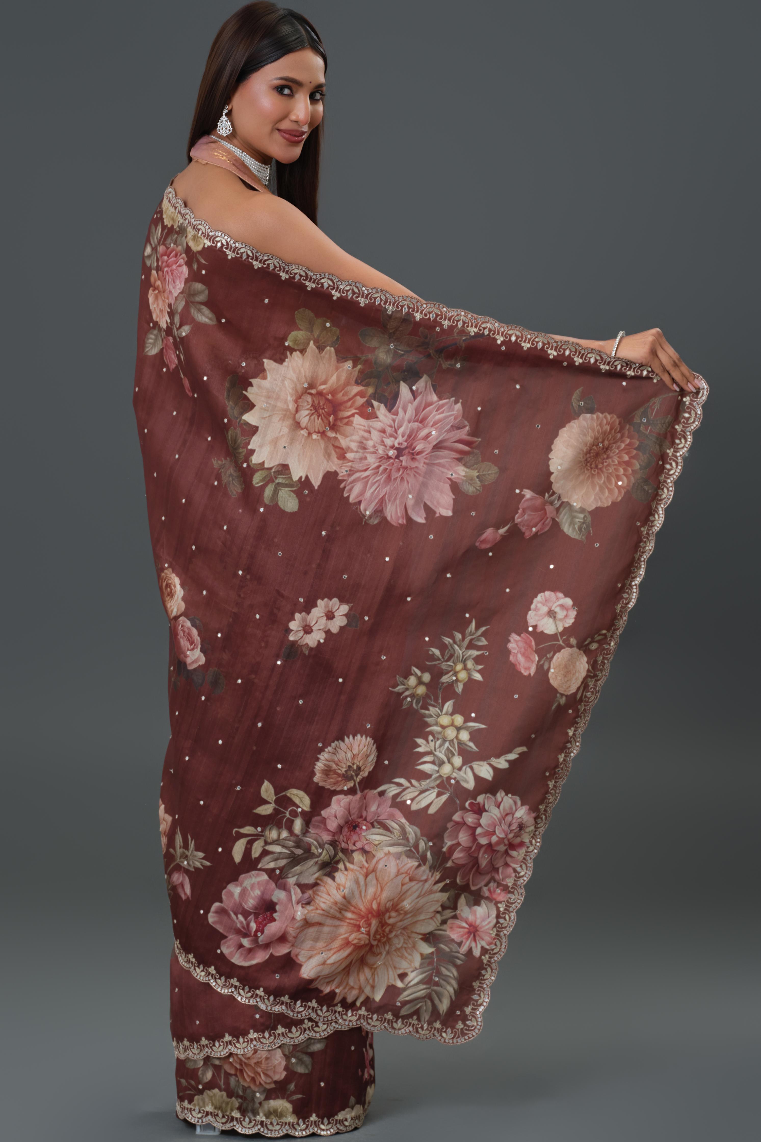 Sassy Brown Tussar Silk Saree