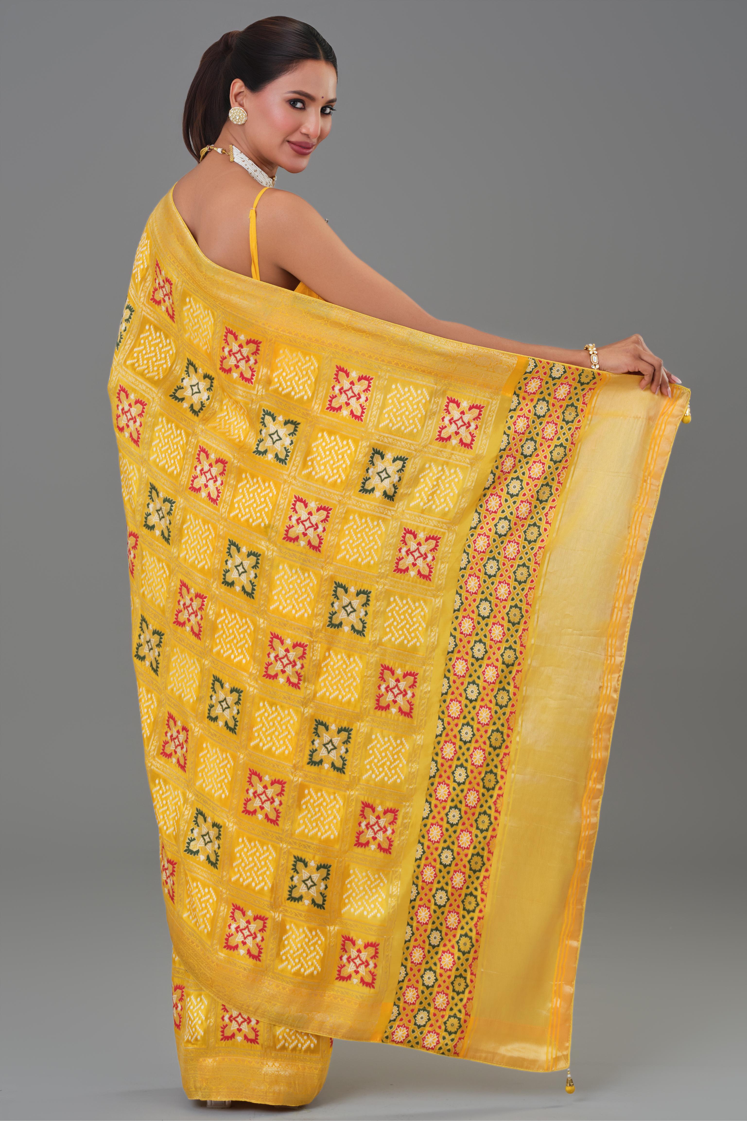 Yellow Woven Cosmo Silk Saree