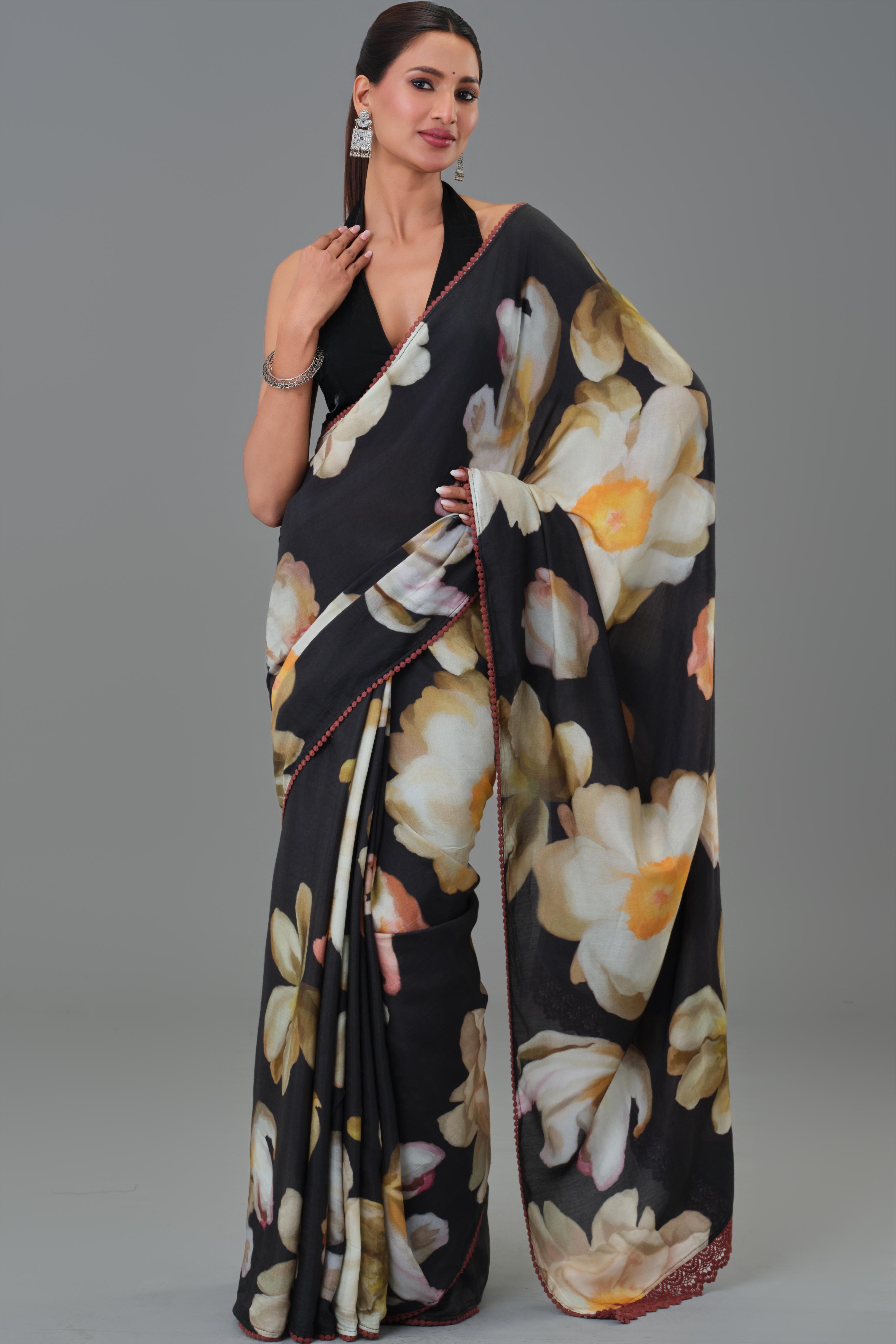 Jasmine Black Muslin Silk Saree