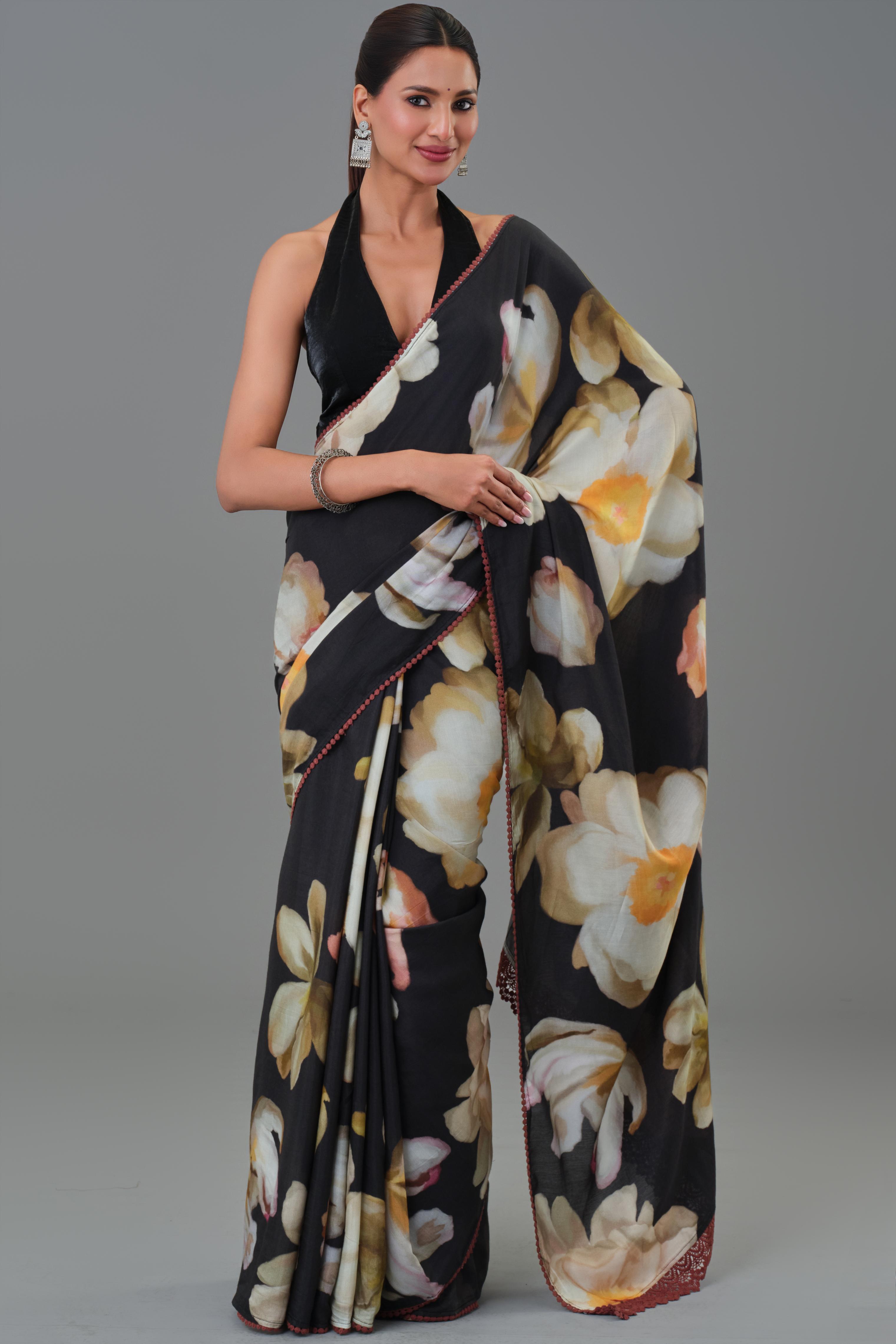 Jasmine Black Muslin Silk Saree
