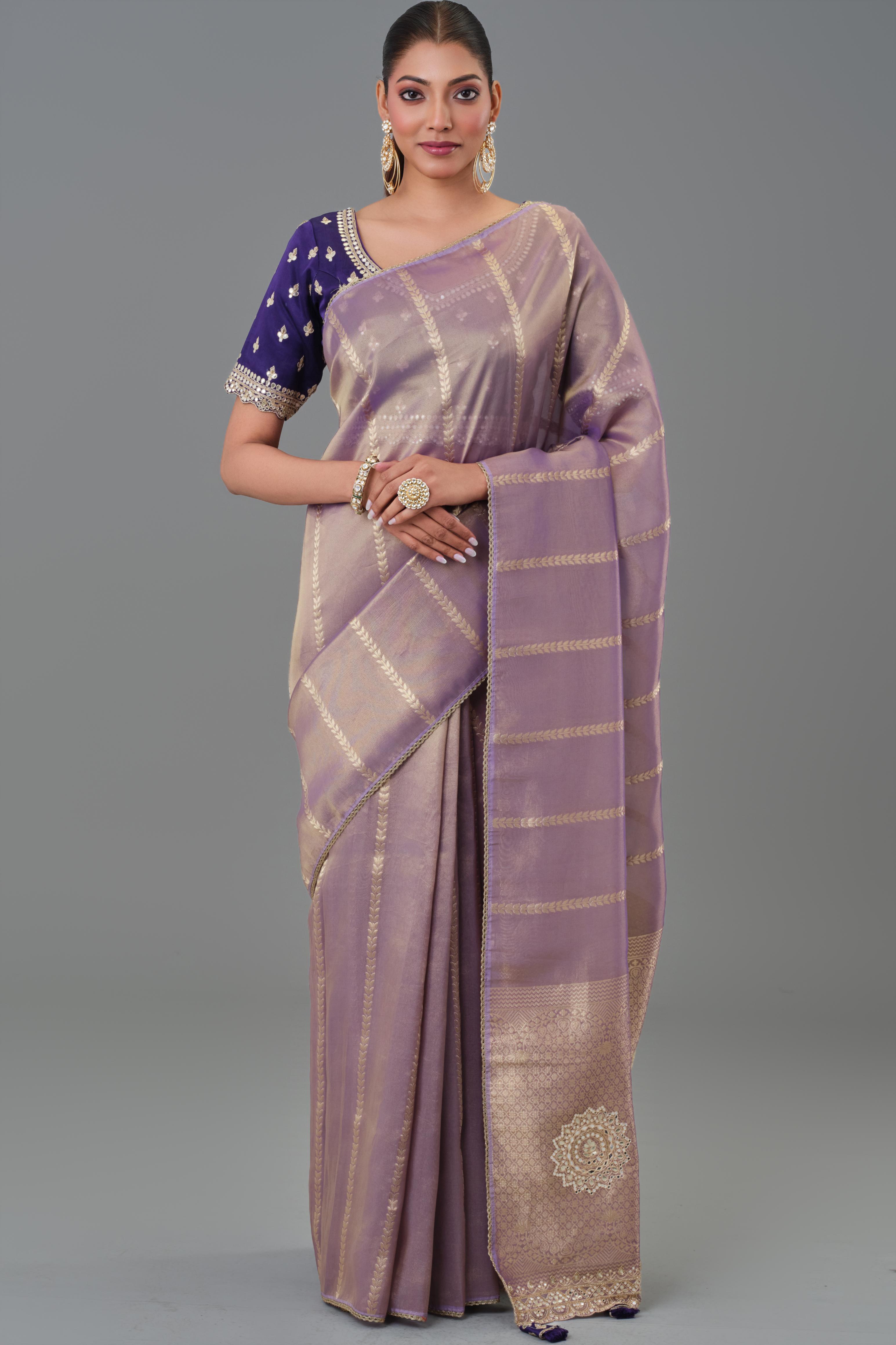Shimmer Mauve Tissue Silk Saree
