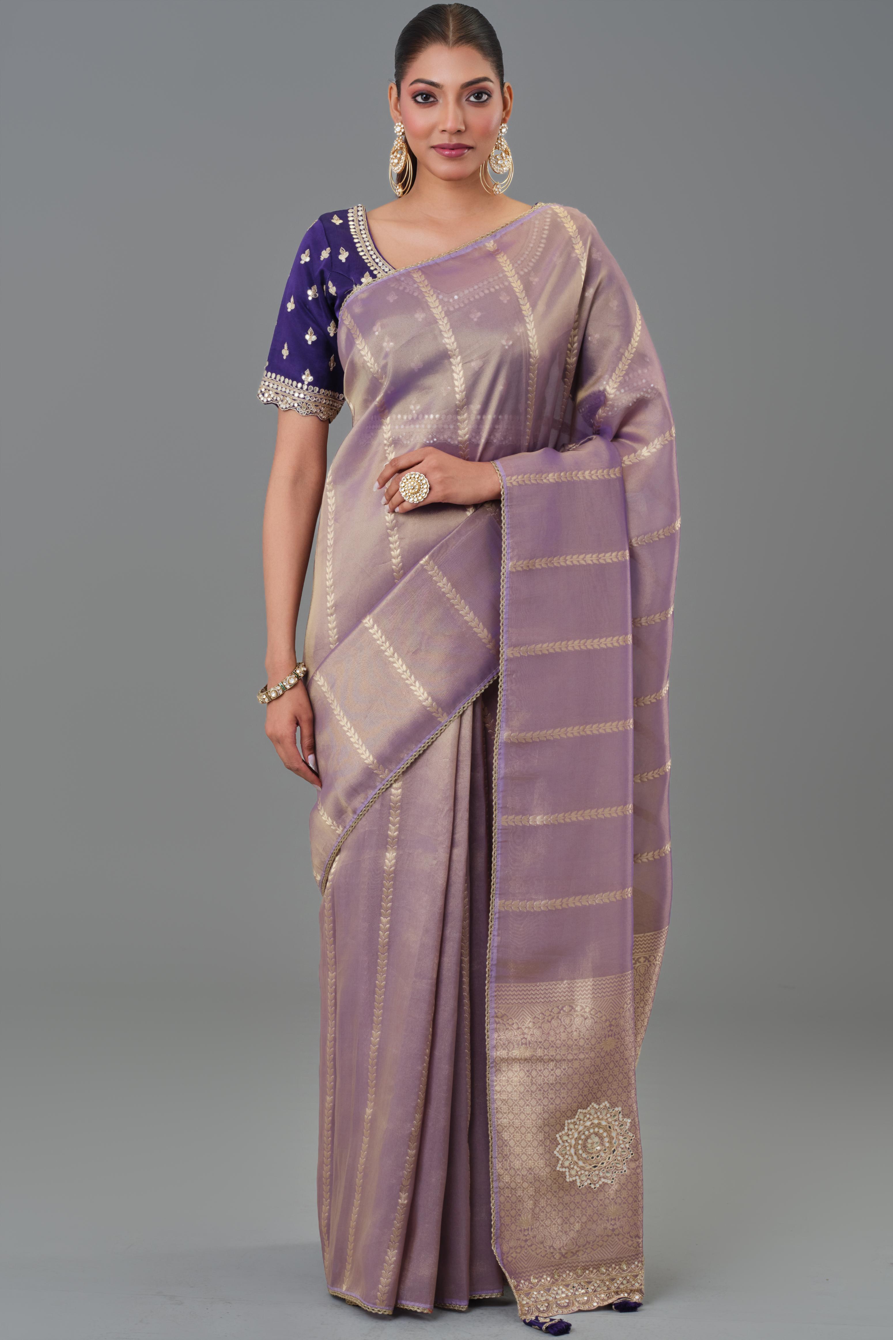 Shimmer Mauve Tissue Silk Saree