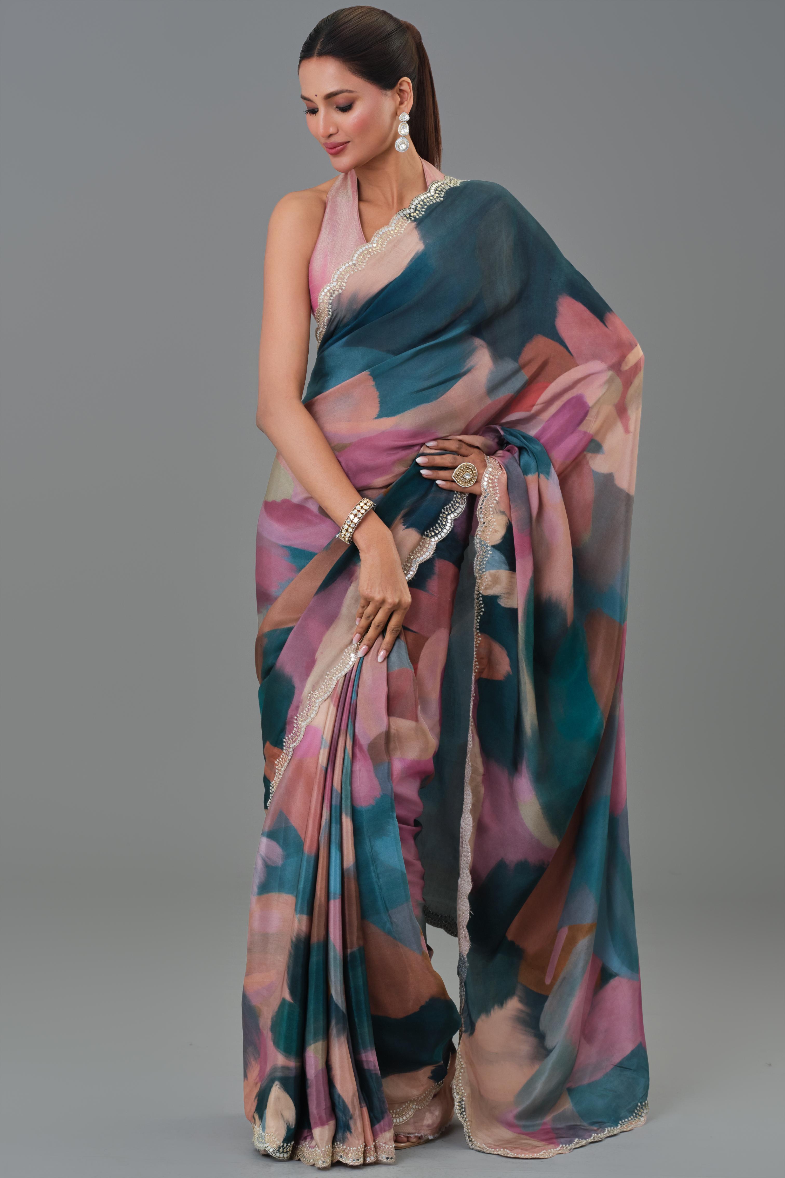 Mayfair Abstract Printed Crepe Silk Saree