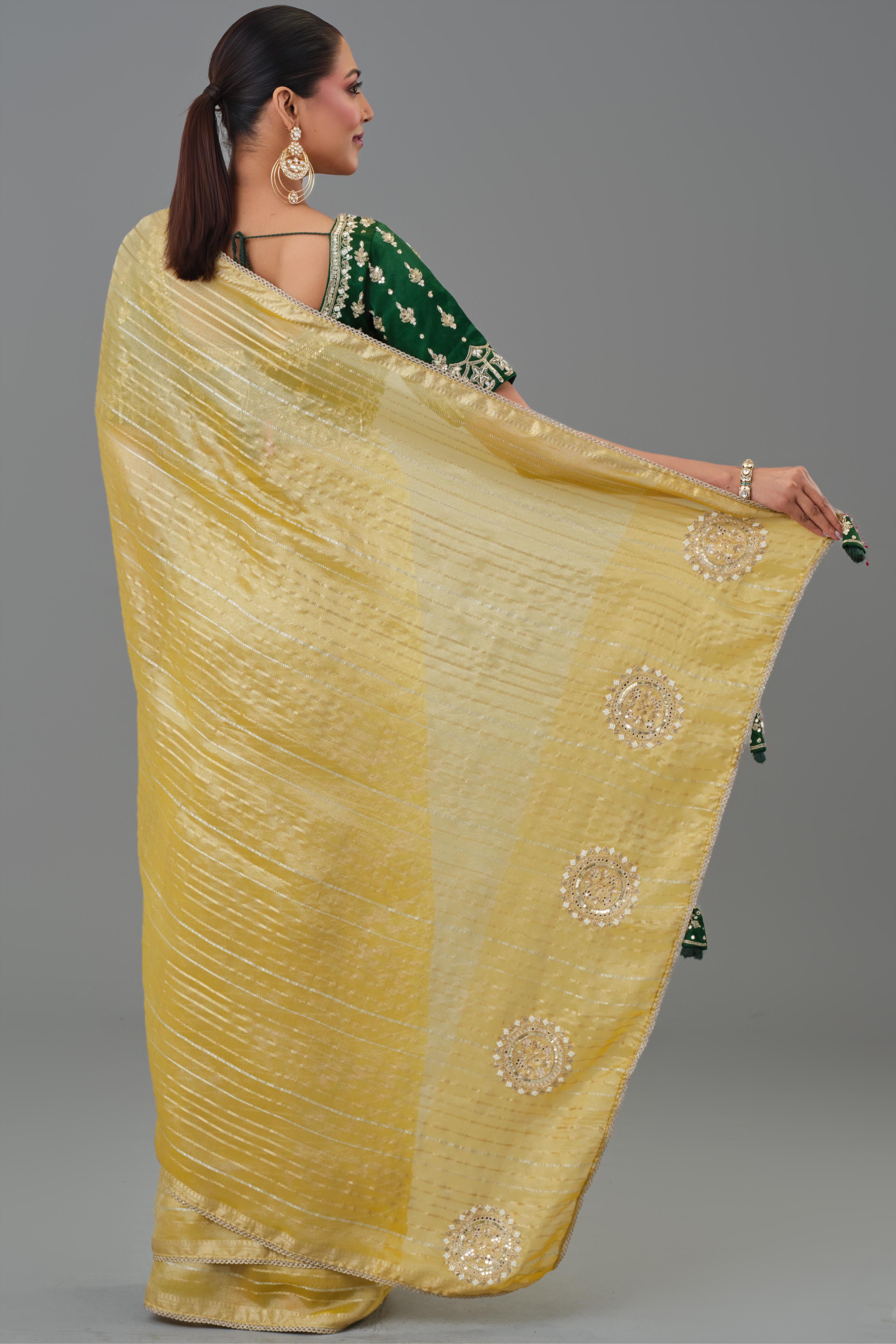 Daisy Yellow Tissue Silk Saree