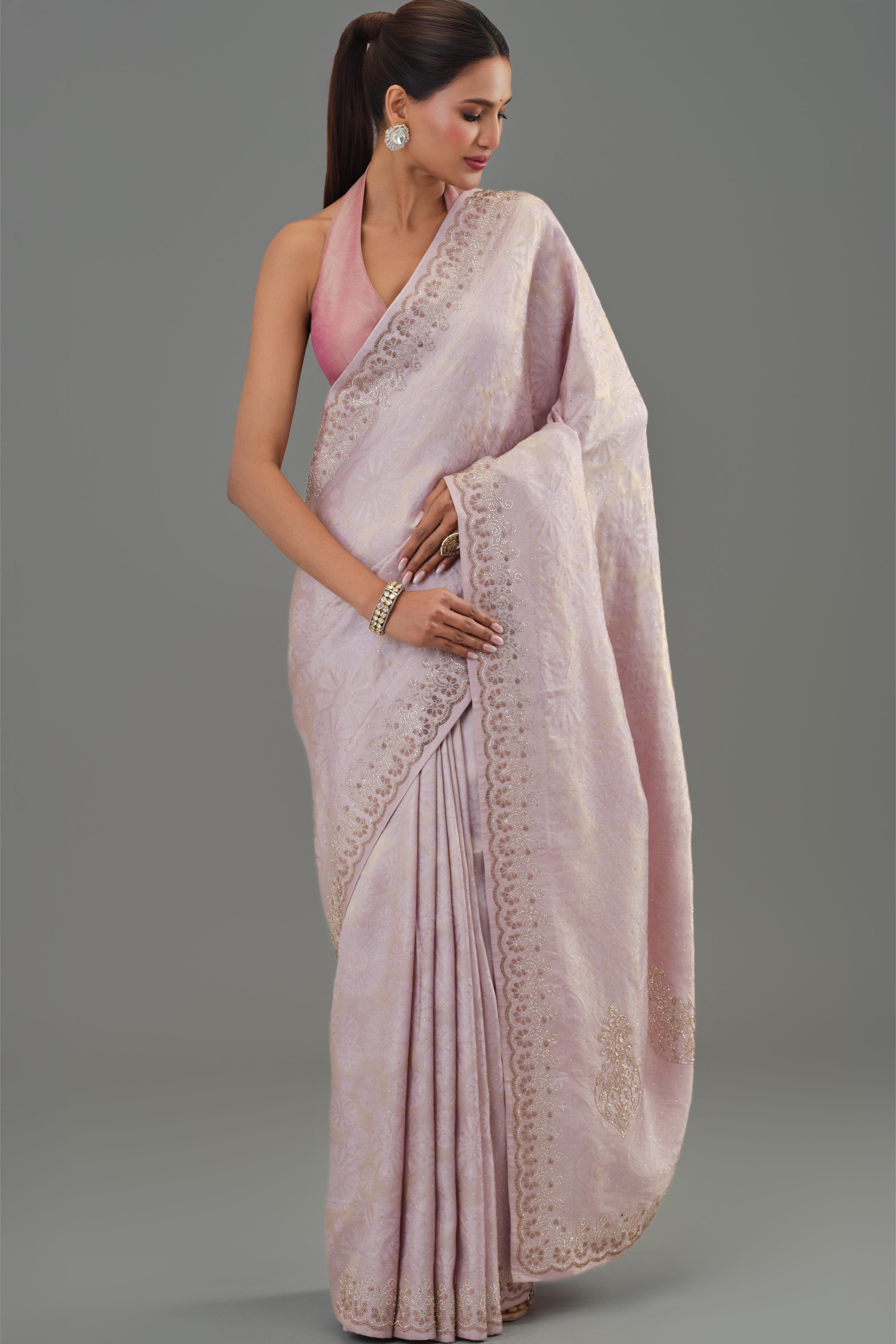 Light Pastel Pink Banarasi Silk Saree