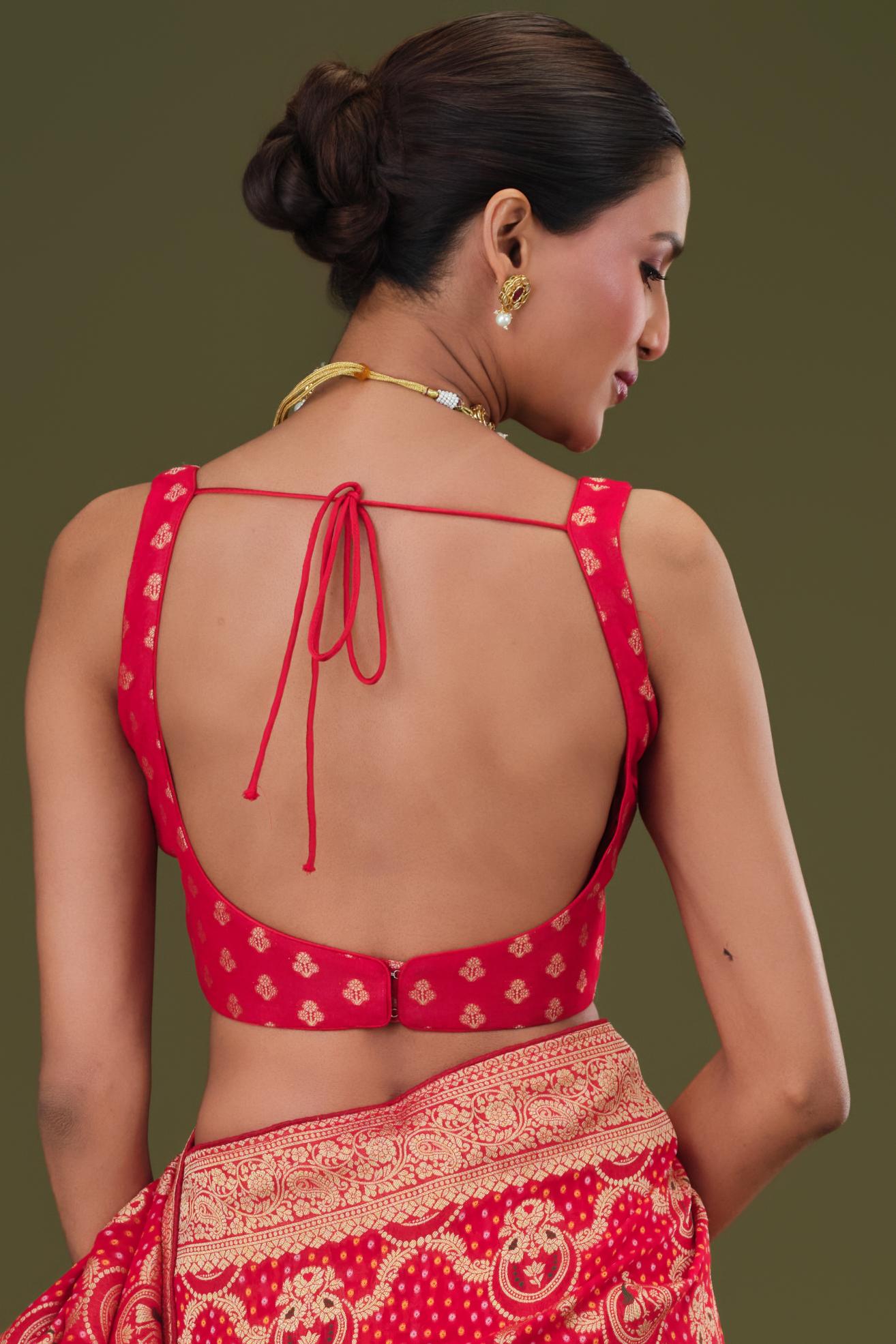 Red Zari Woven Georgette Silk Saree