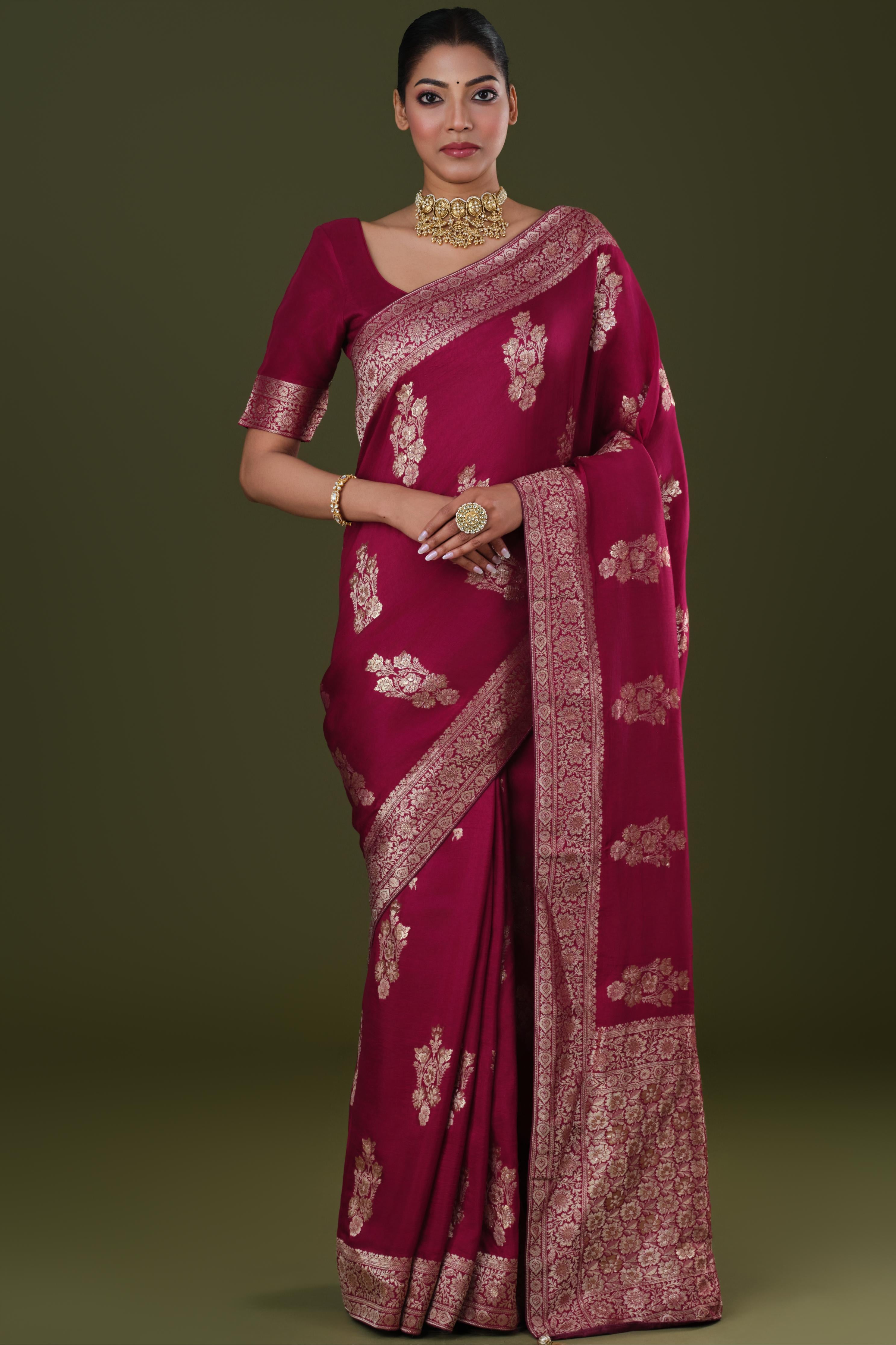 Wine Zari Woven Dola Silk Saree