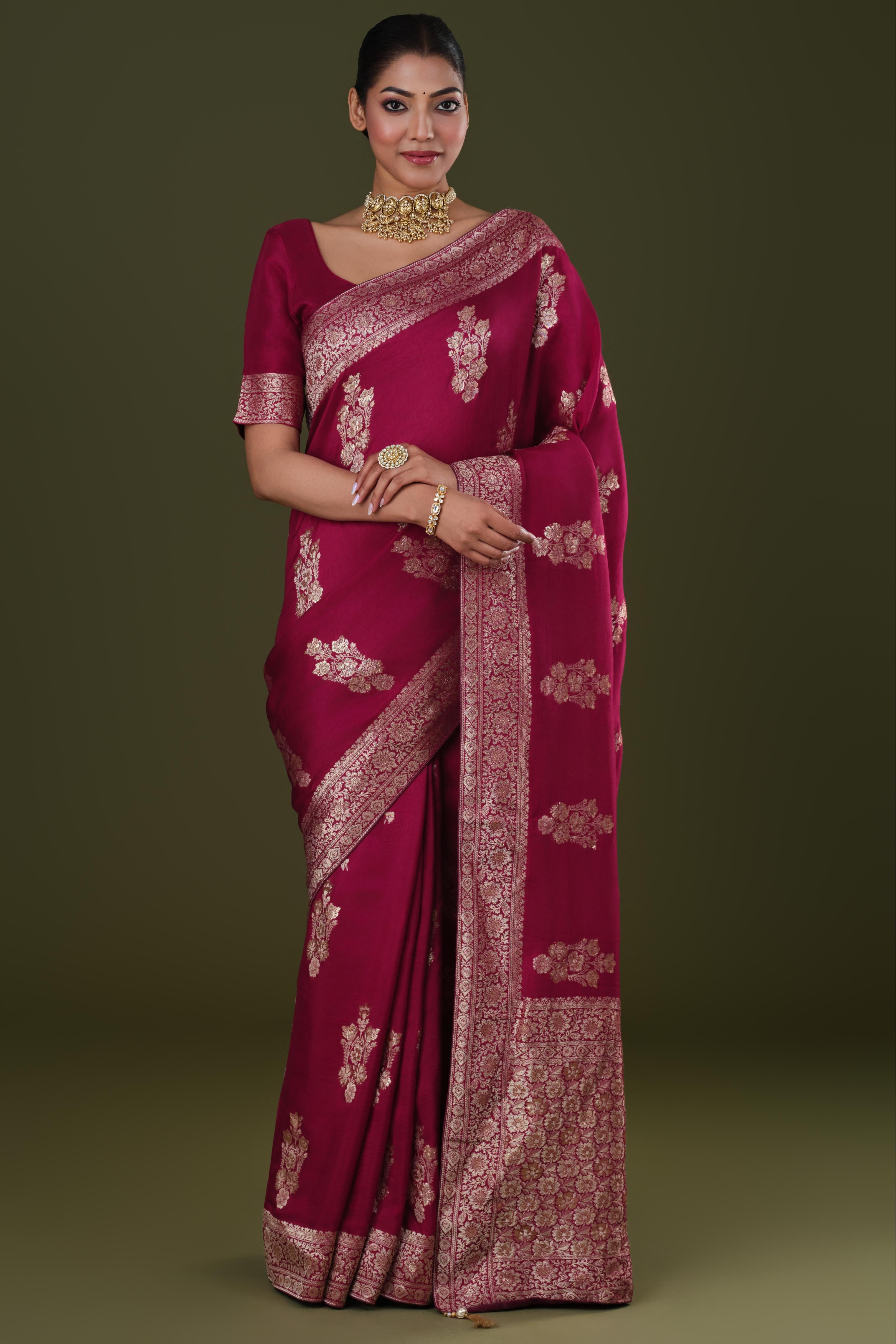 Wine Zari Woven Dola Silk Saree