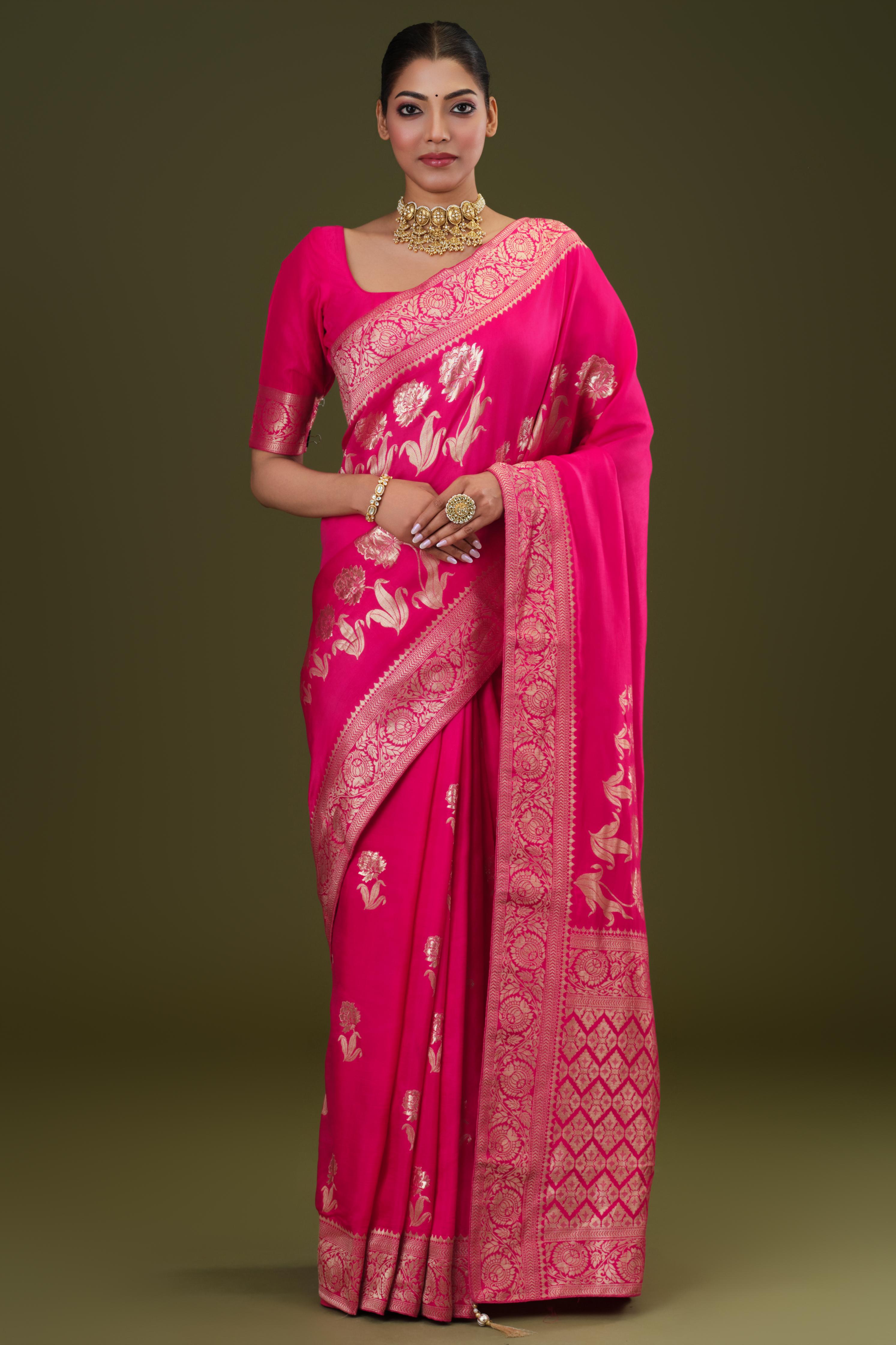 Magenta Zari Woven Dola Silk Saree
