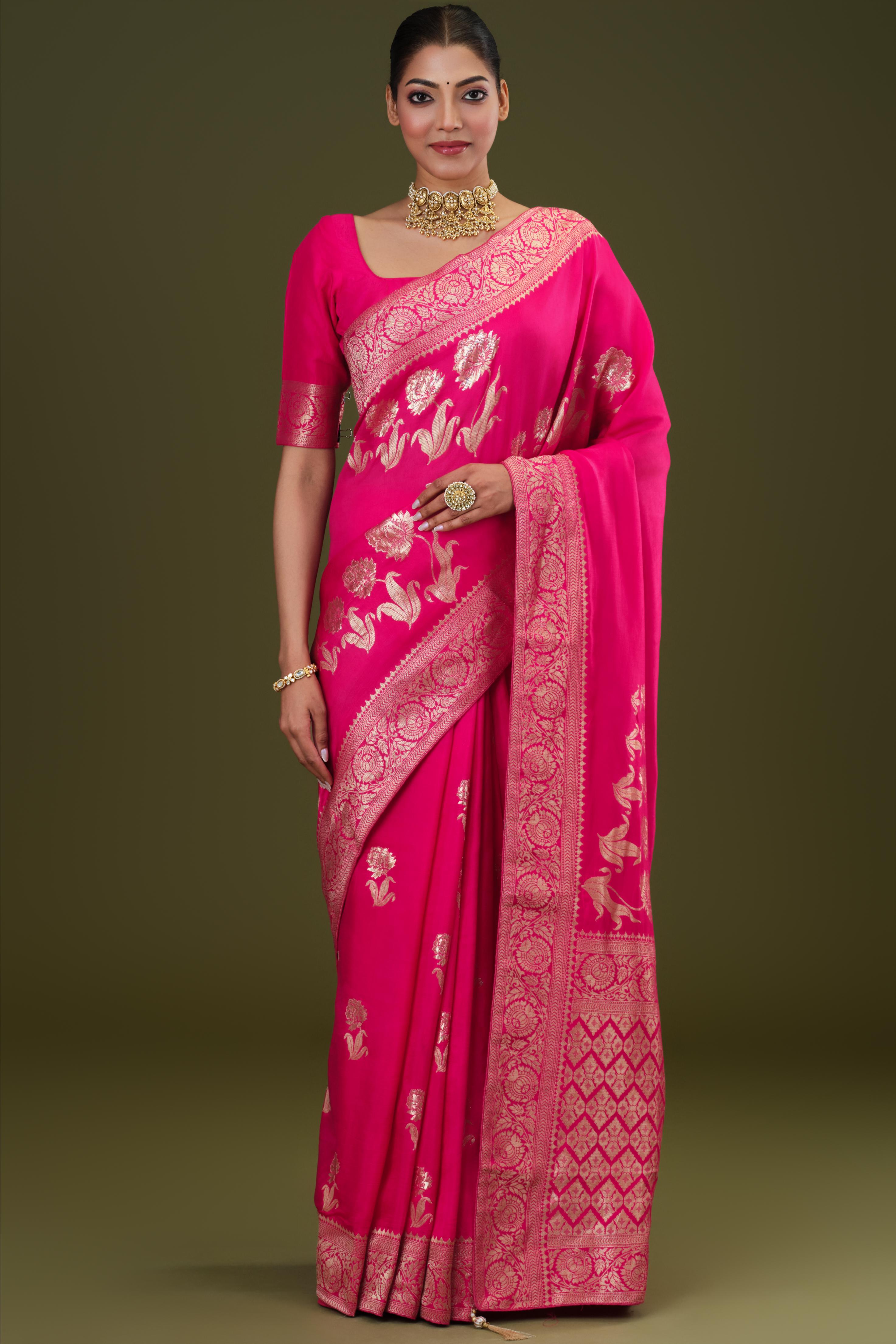 Magenta Zari Woven Dola Silk Saree