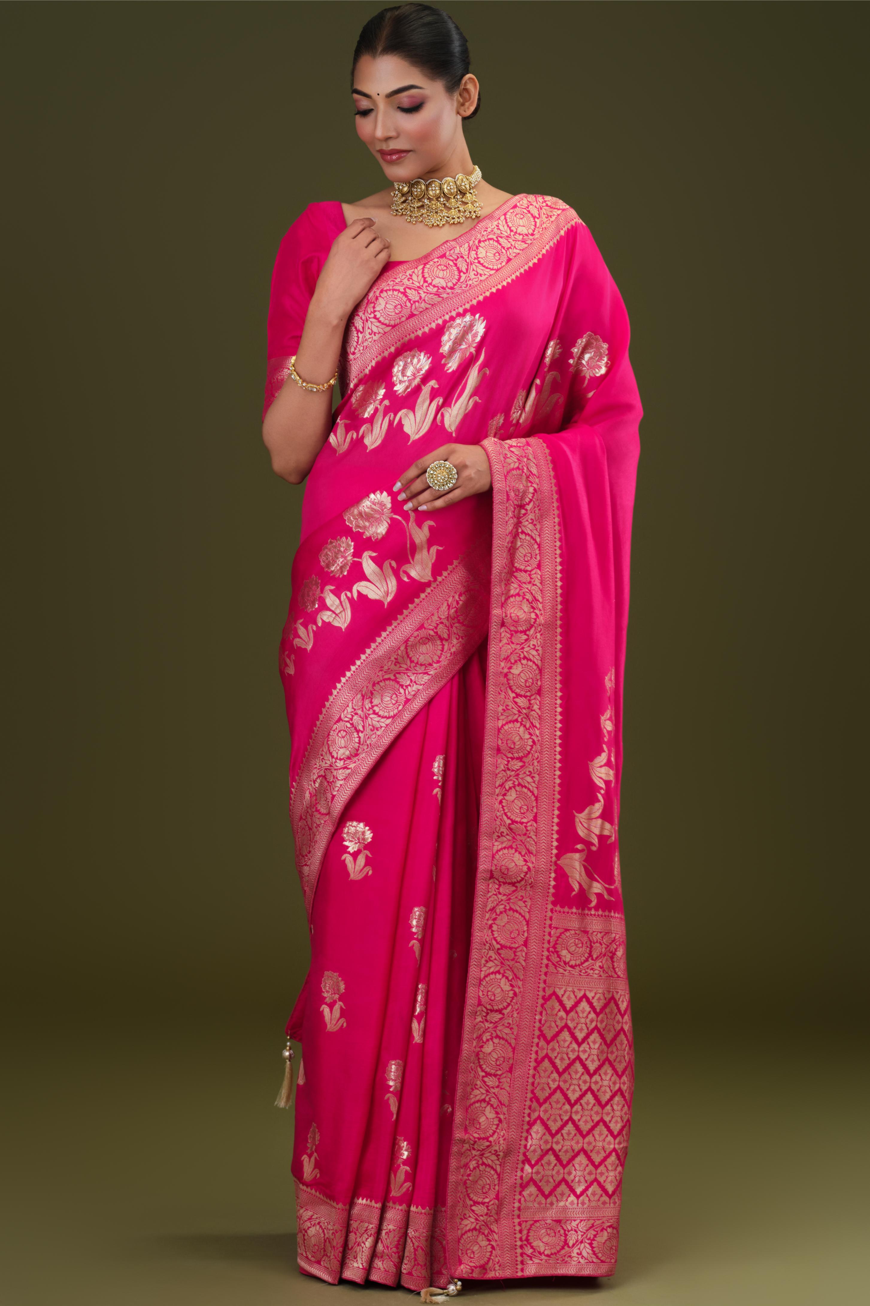 Magenta Zari Woven Dola Silk Saree