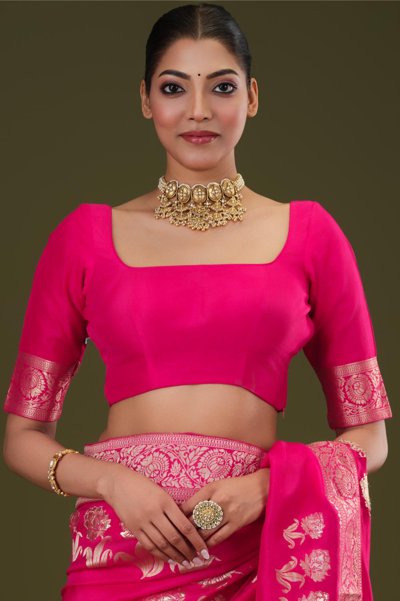 Magenta Zari Woven Dola Silk Saree