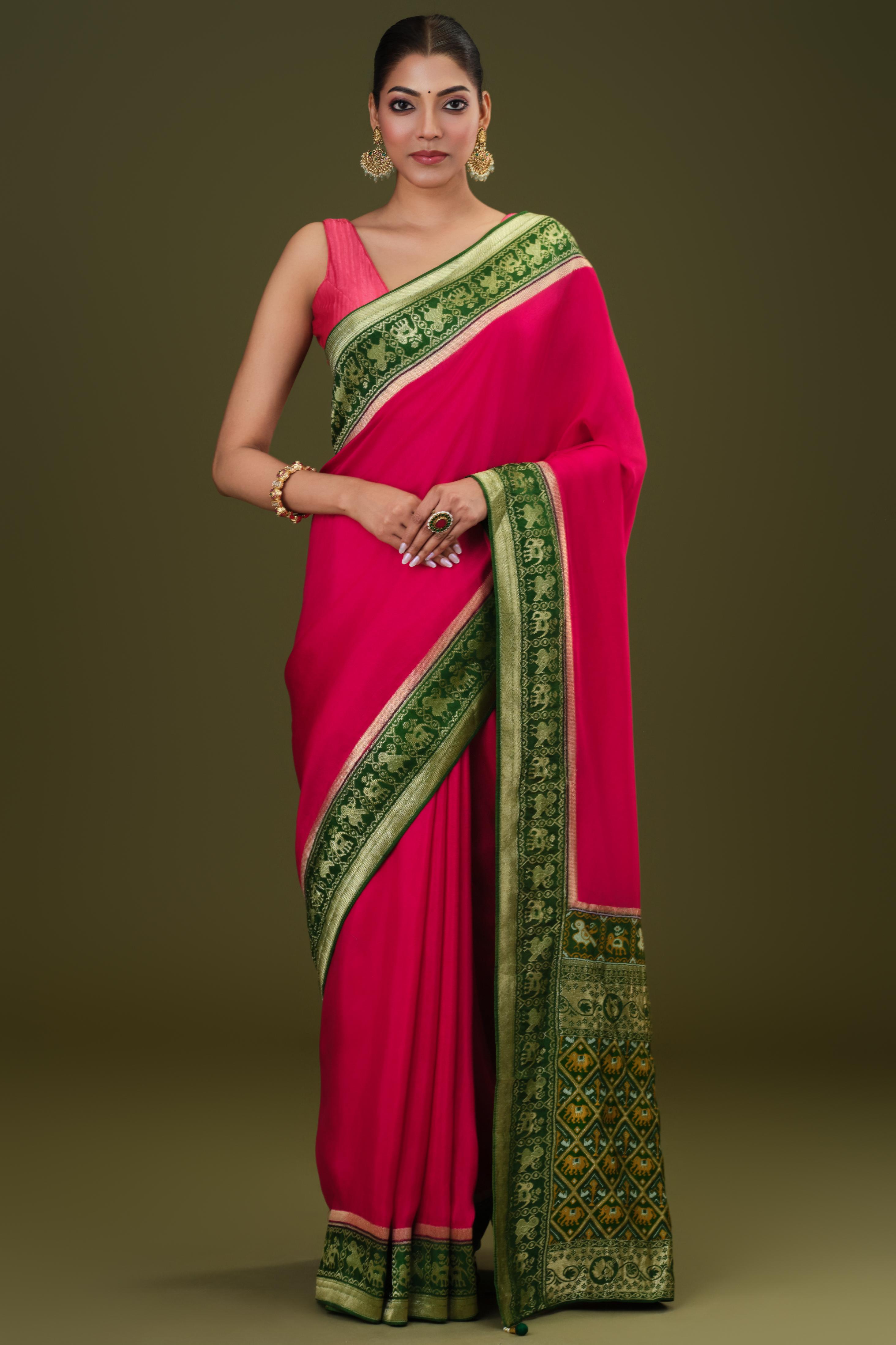 Pink Woven Dola Silk Saree