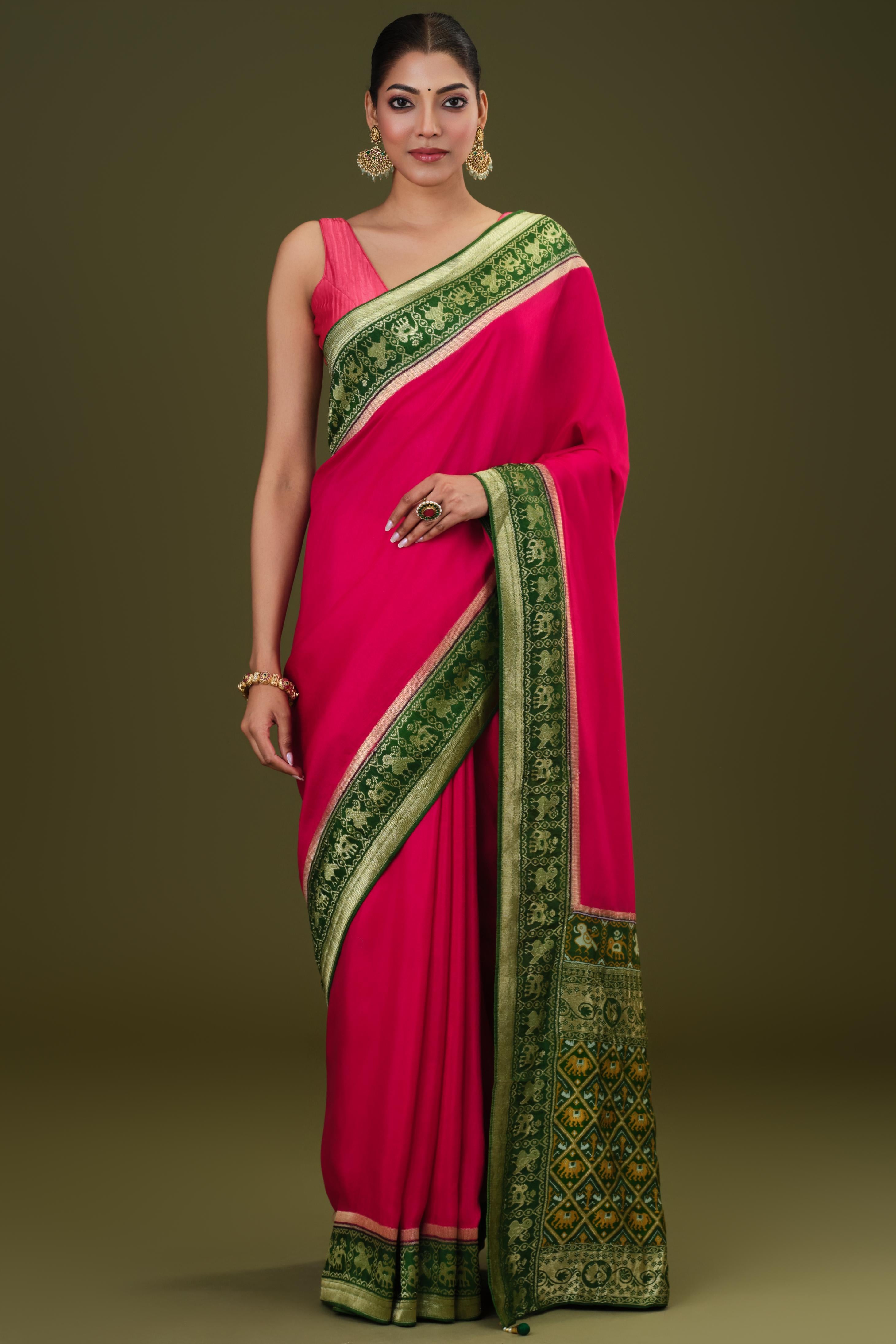 Pink Woven Dola Silk Saree