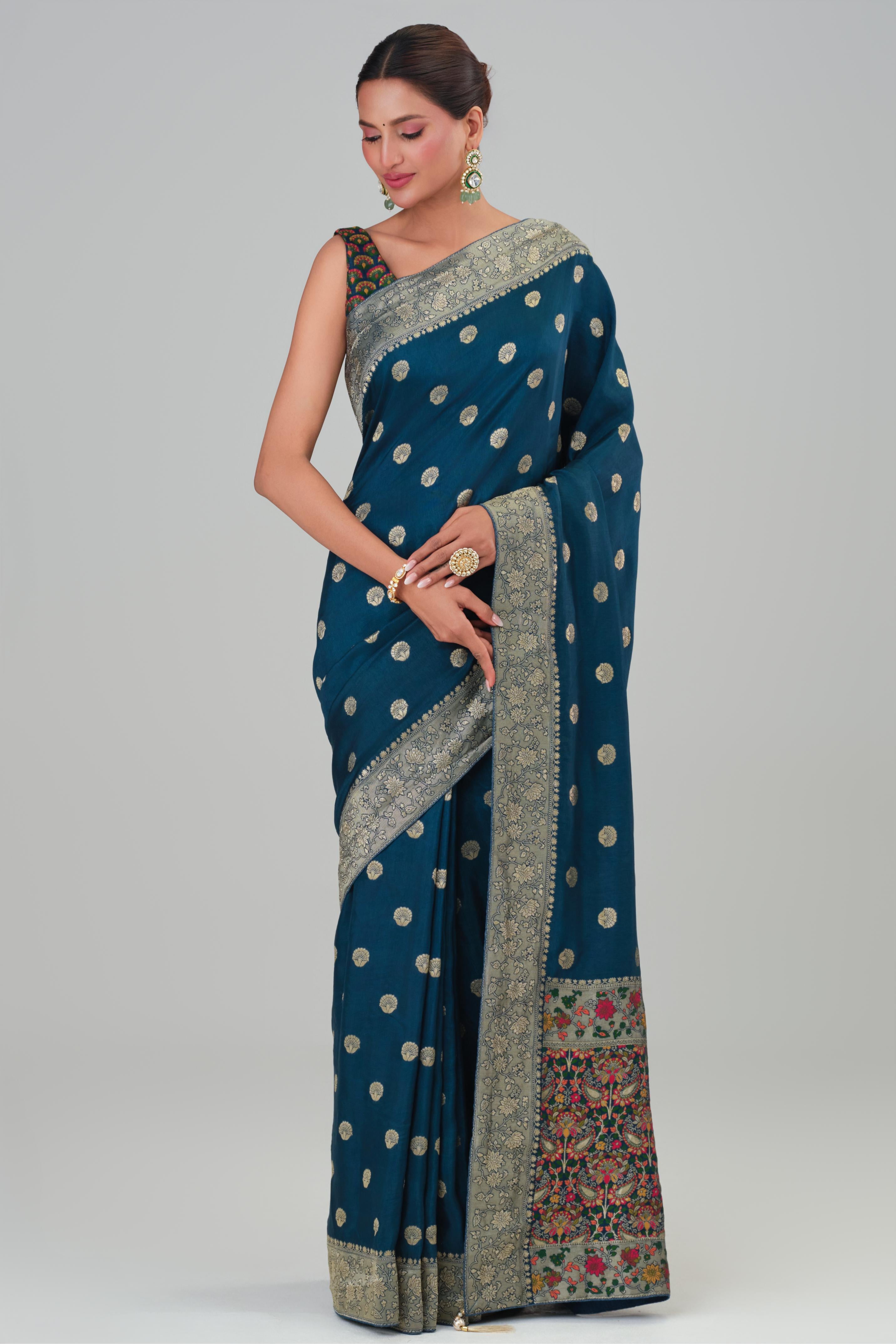 Blue Woven Work Dola Silk Saree