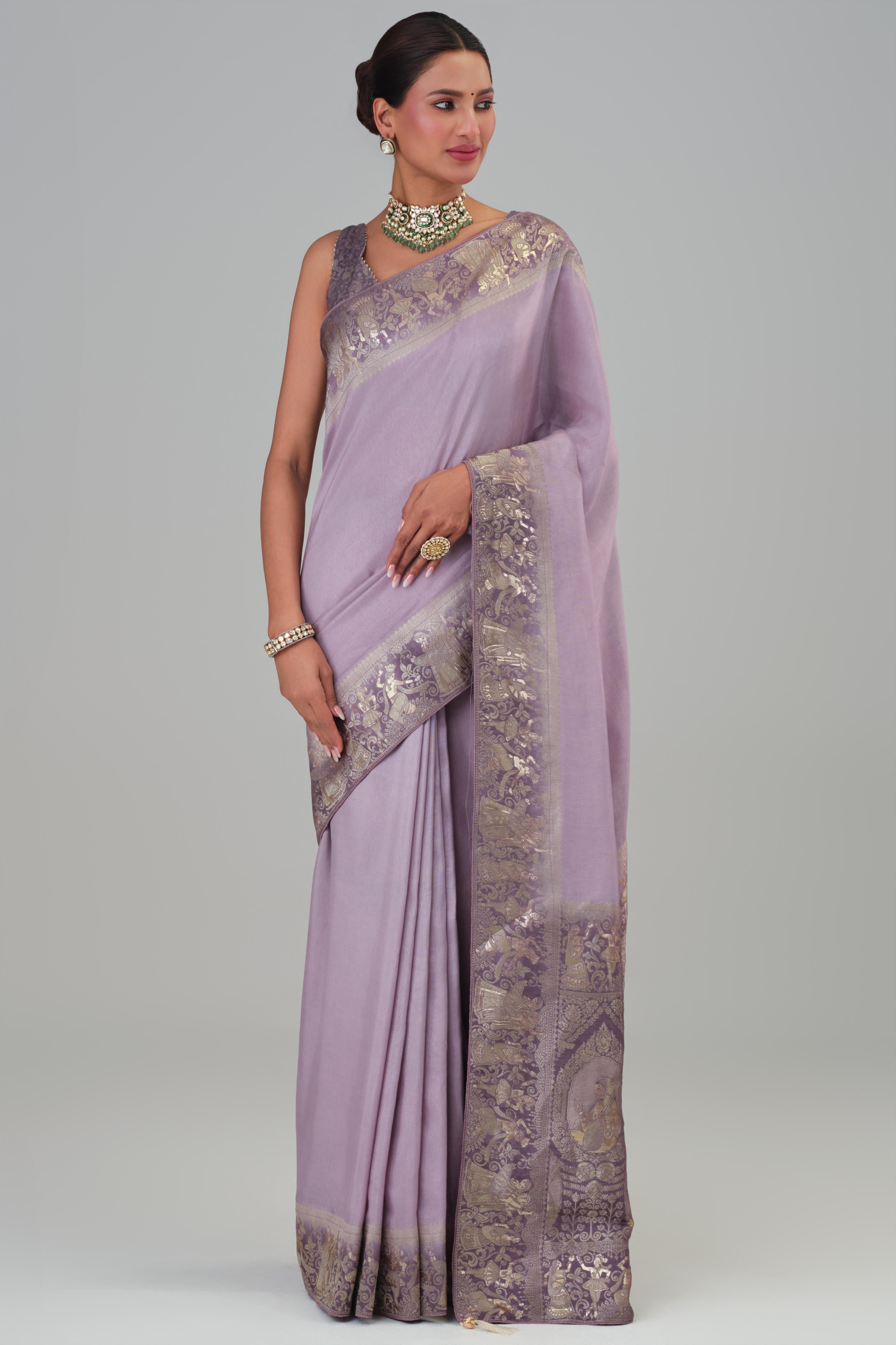 Mauve Zari Woven Dola Silk Saree