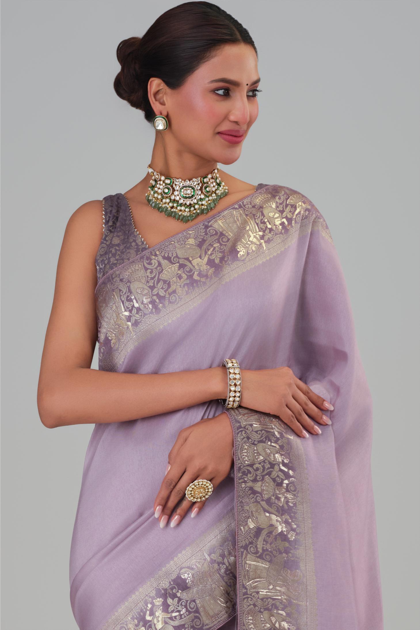 Mauve Zari Woven Dola Silk Saree