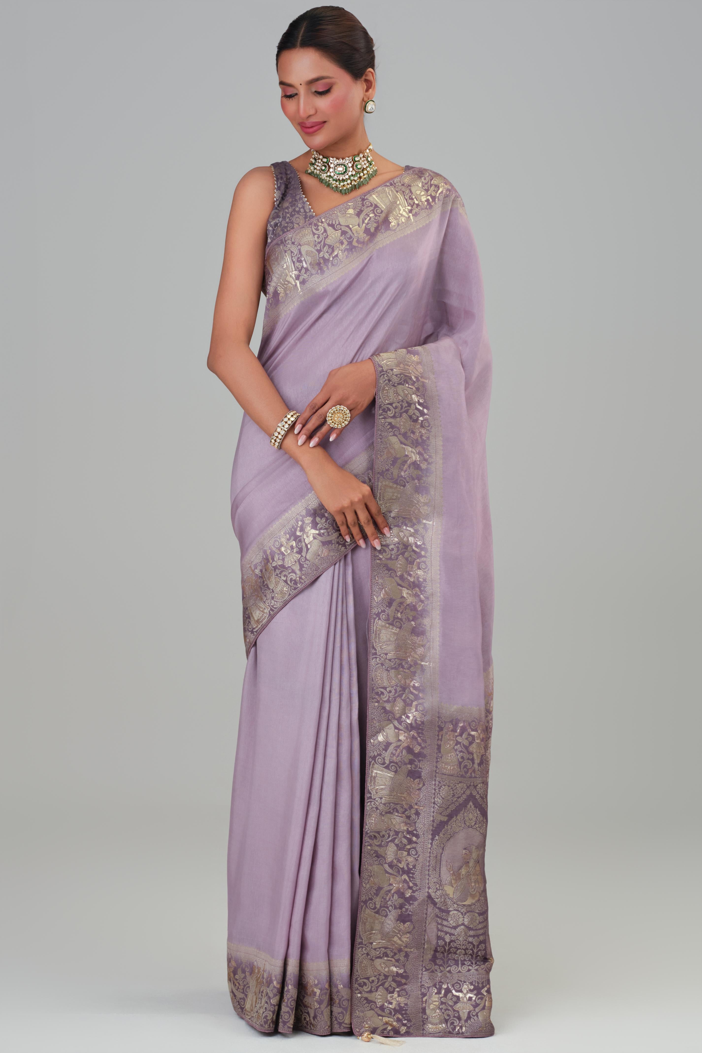 Mauve Zari Woven Dola Silk Saree