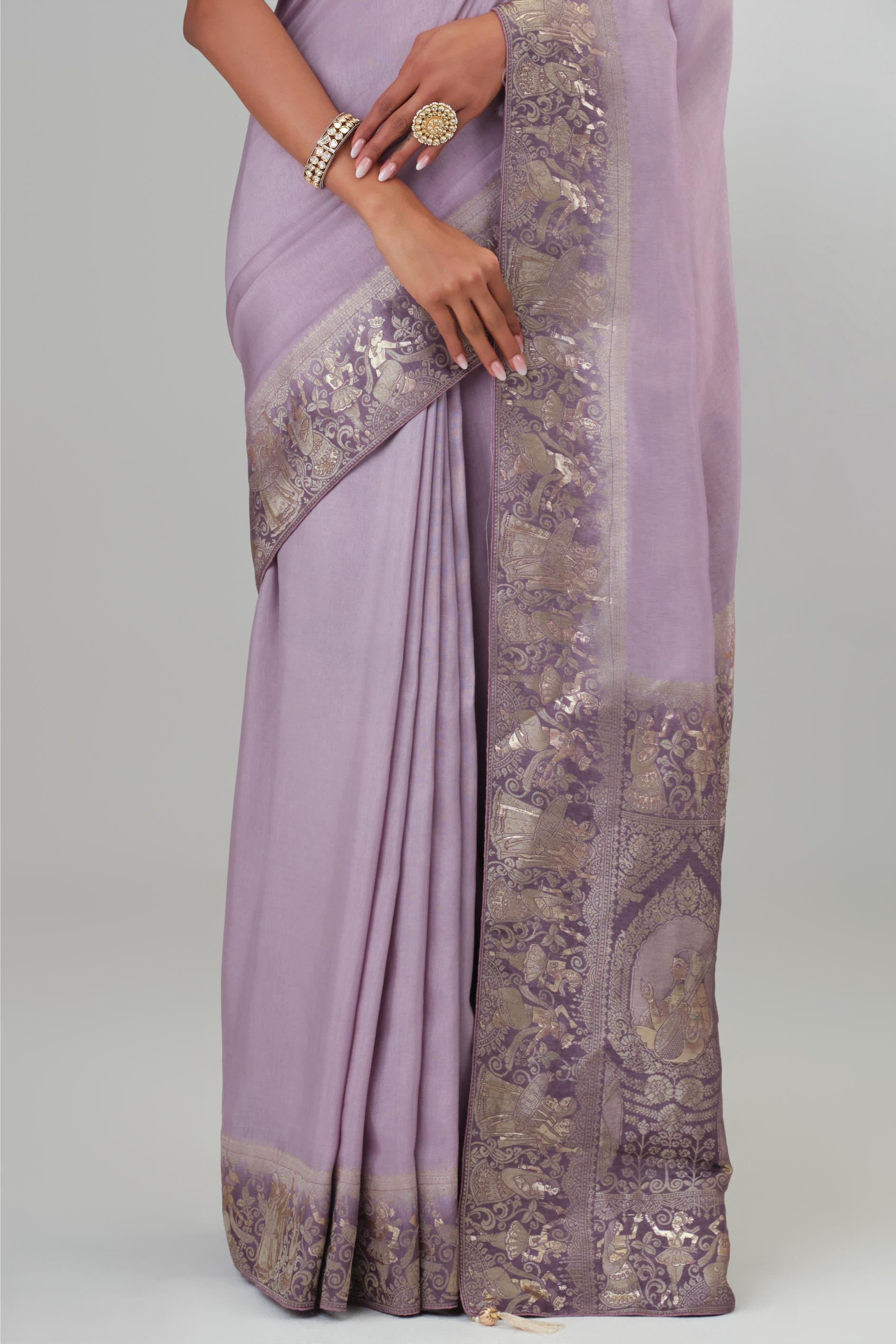 Mauve Zari Woven Dola Silk Saree