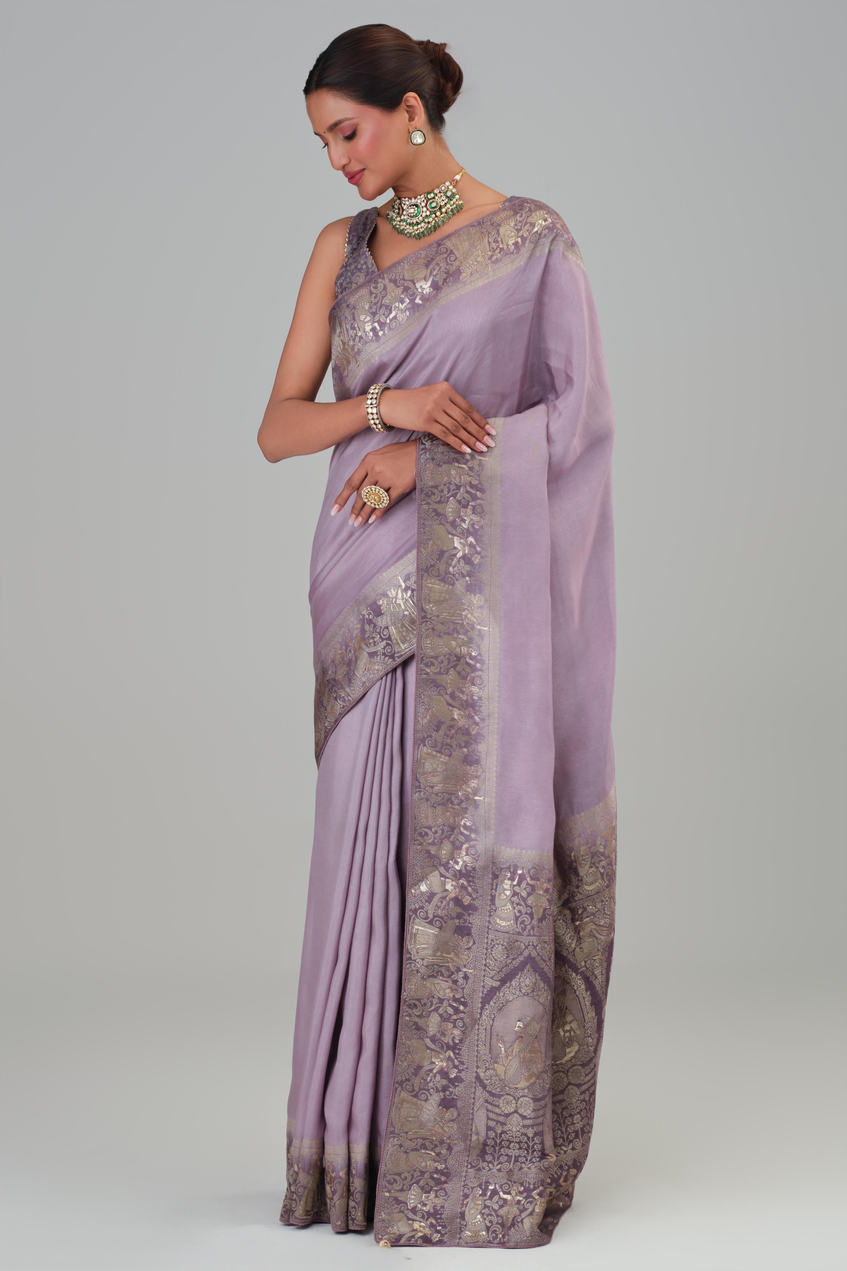 Mauve Zari Woven Dola Silk Saree