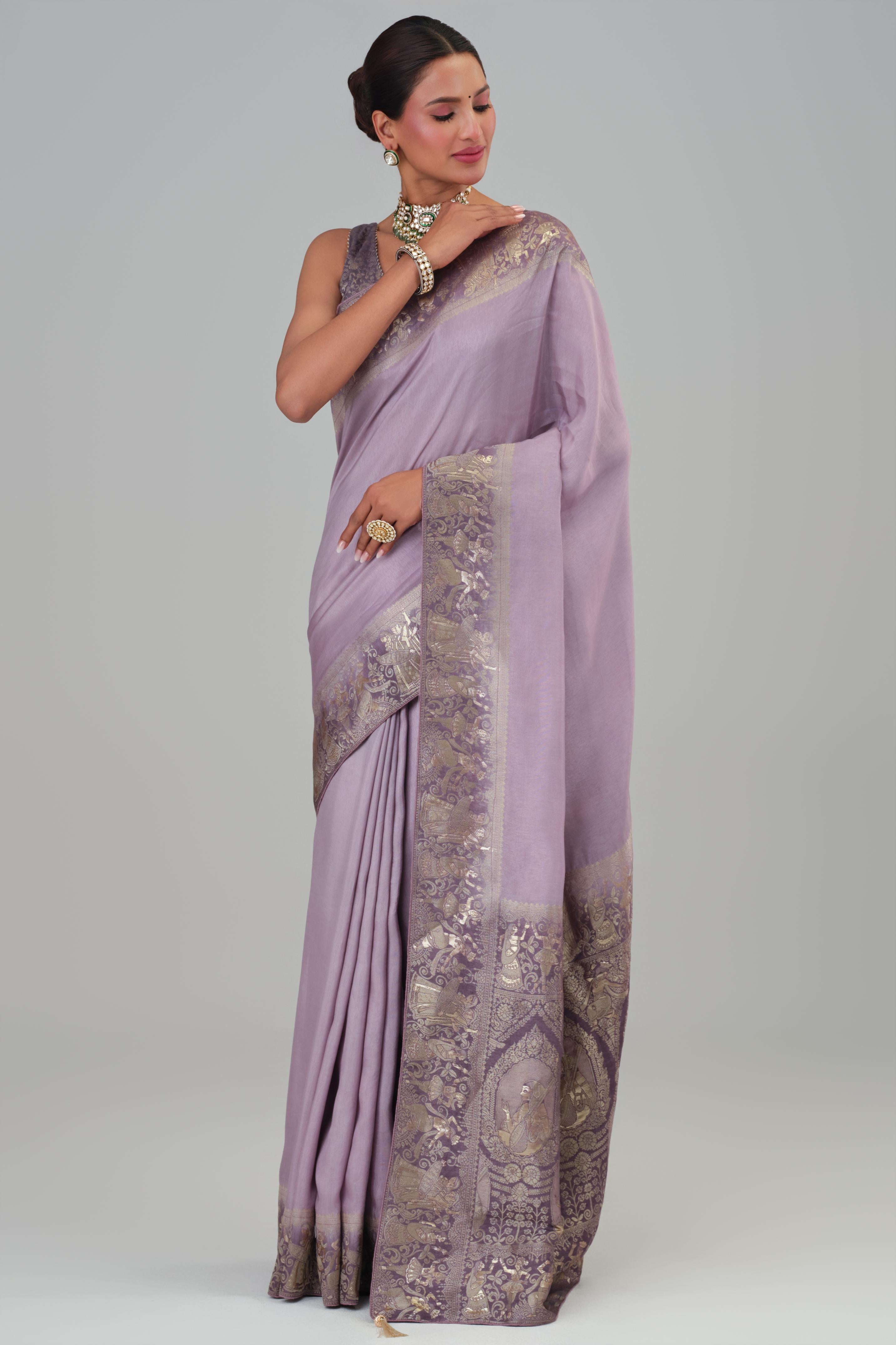 Mauve Zari Woven Dola Silk Saree