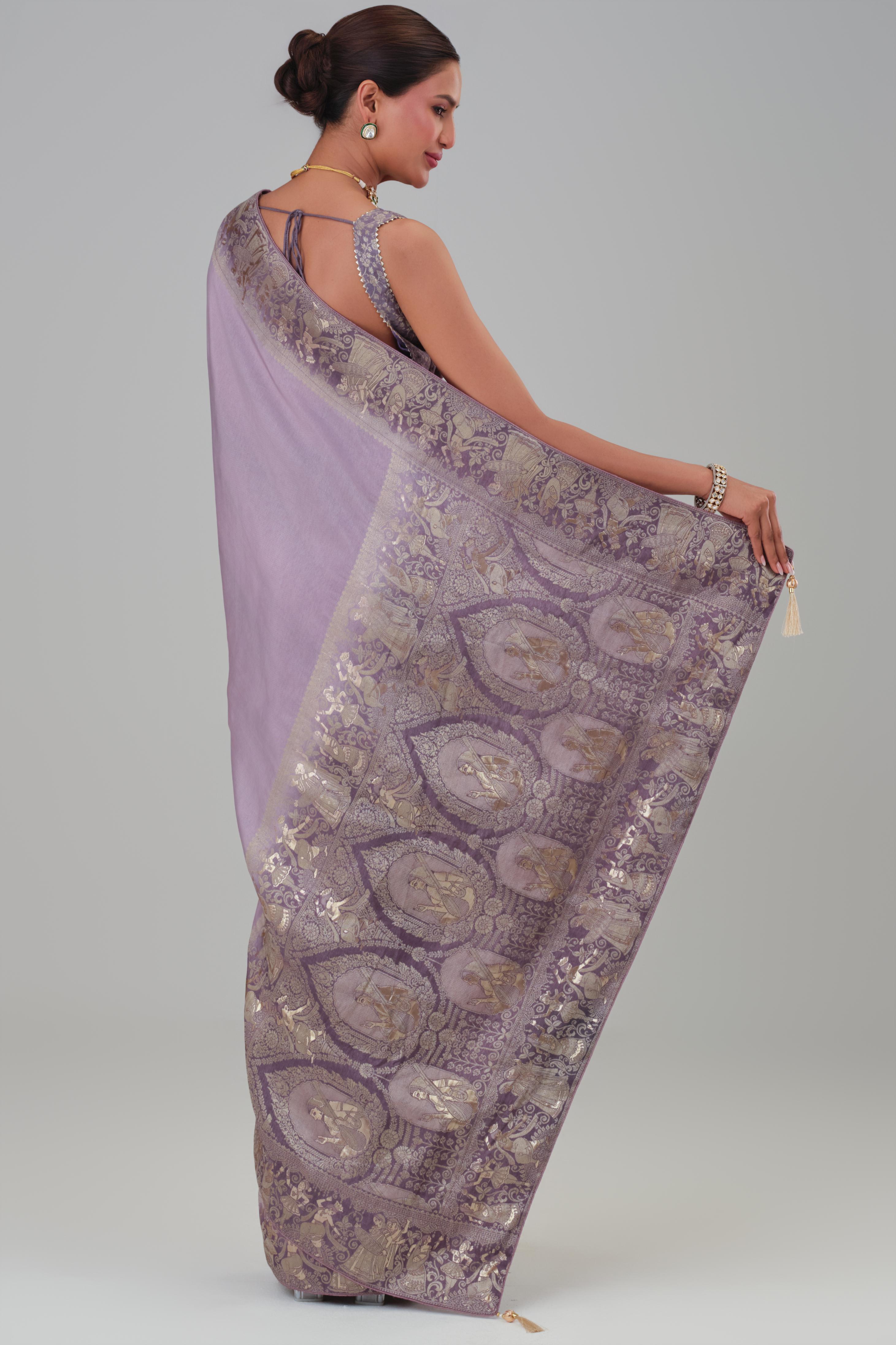 Mauve Zari Woven Dola Silk Saree