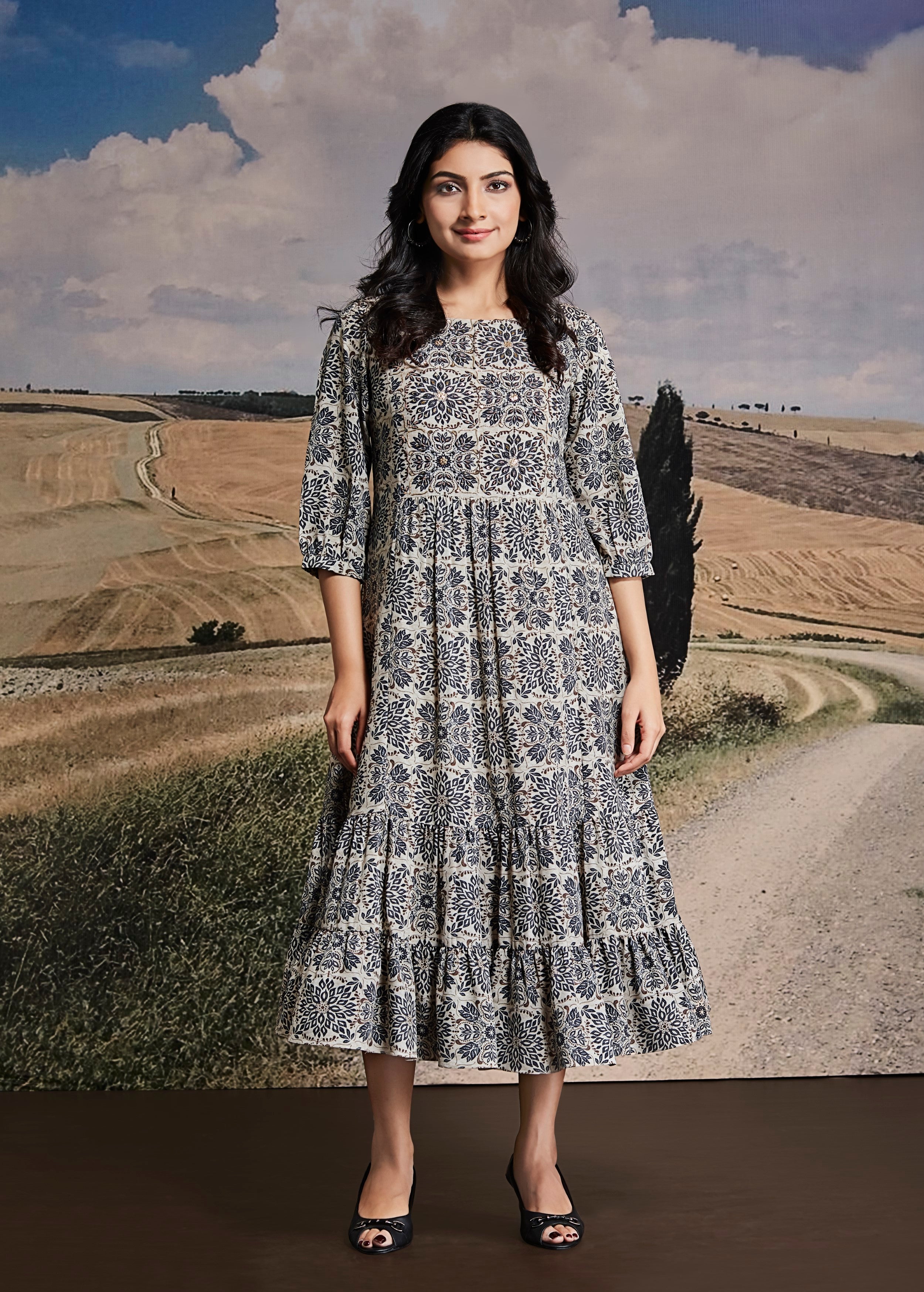 Soft Ivory Embellished Organic Cotton Dress