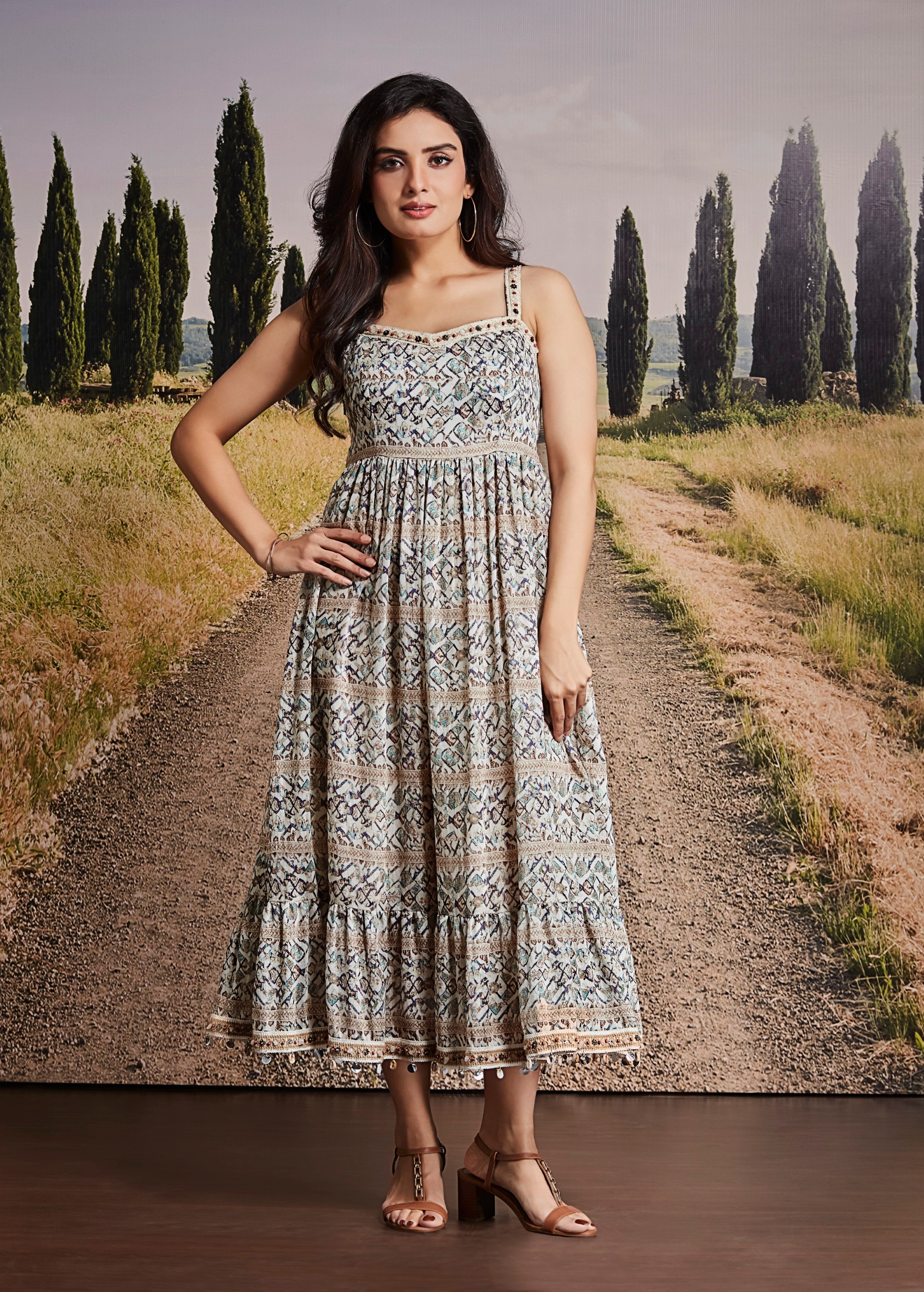 Pearl White Embellished Organic Cotton Dress