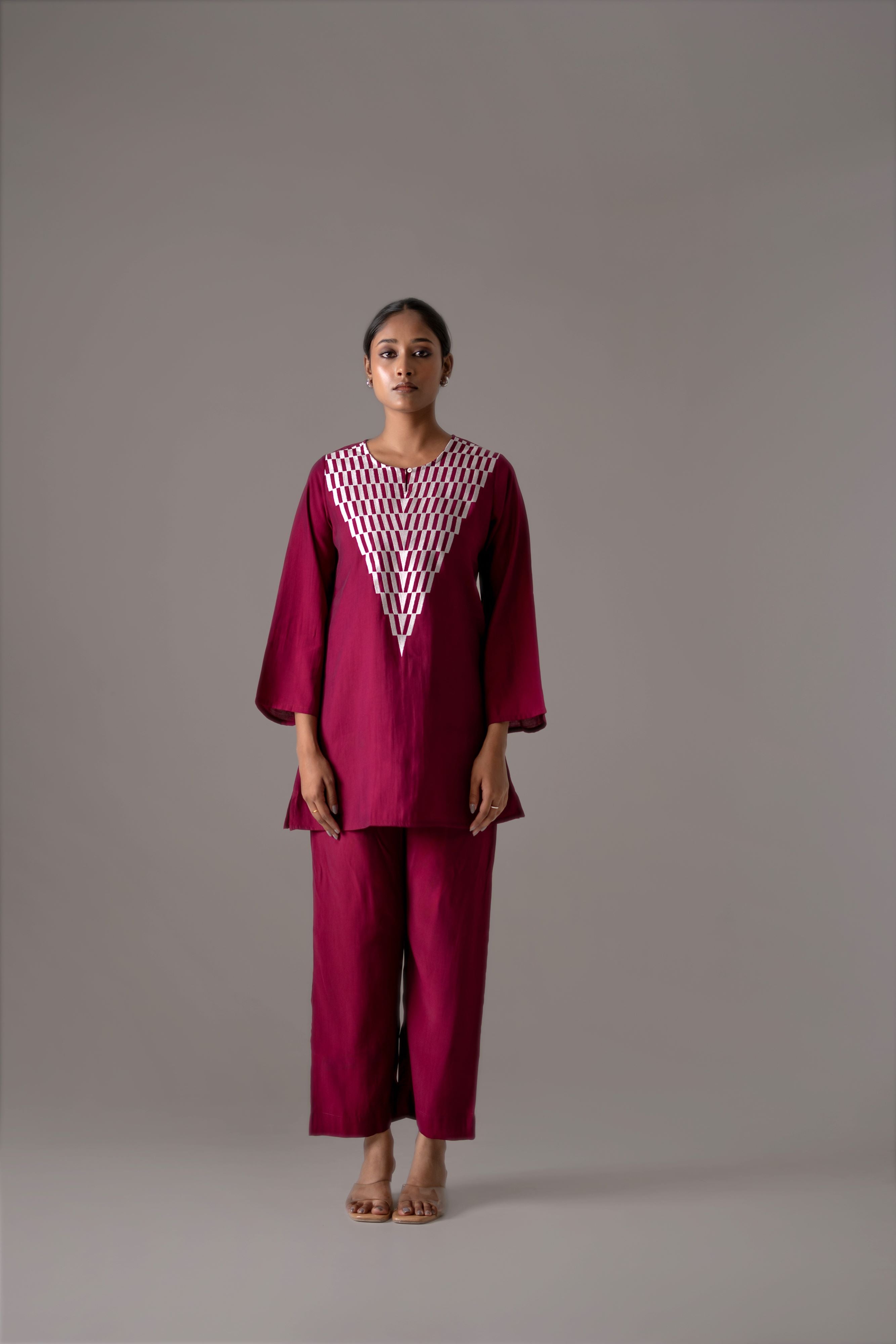 Crimson Chevron Handcrafted Co-Ord Set