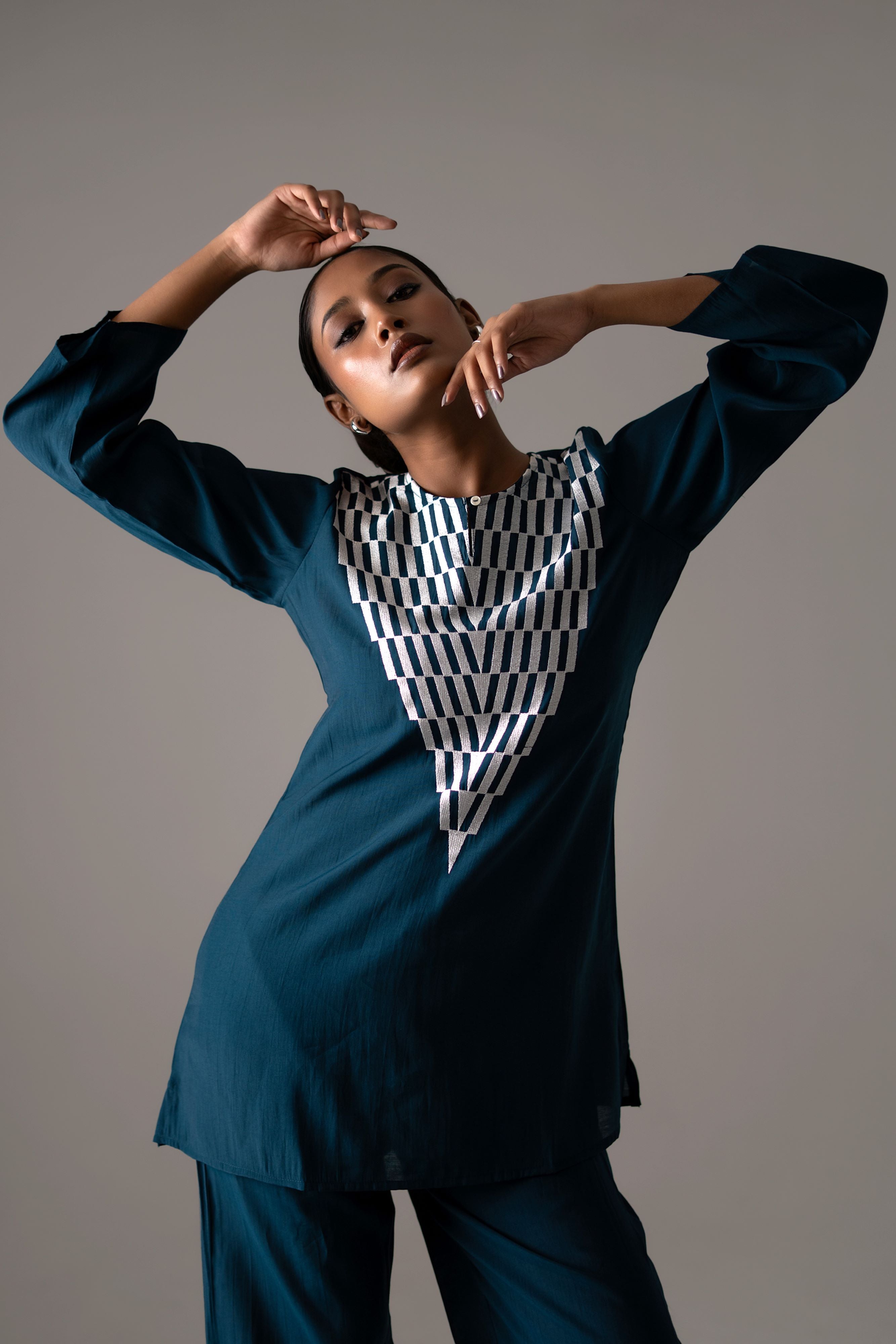 Deep Teal Handcrafted Co-Ord Set