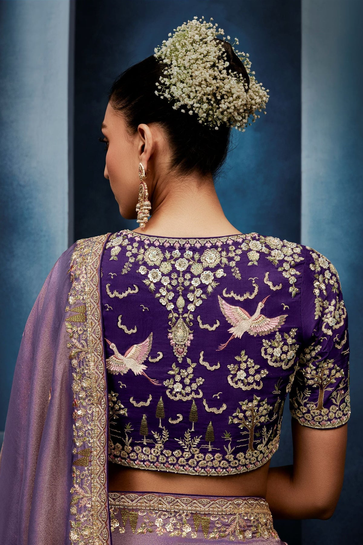 Wisteria Purple  Embellished Tissue Silk Saree
