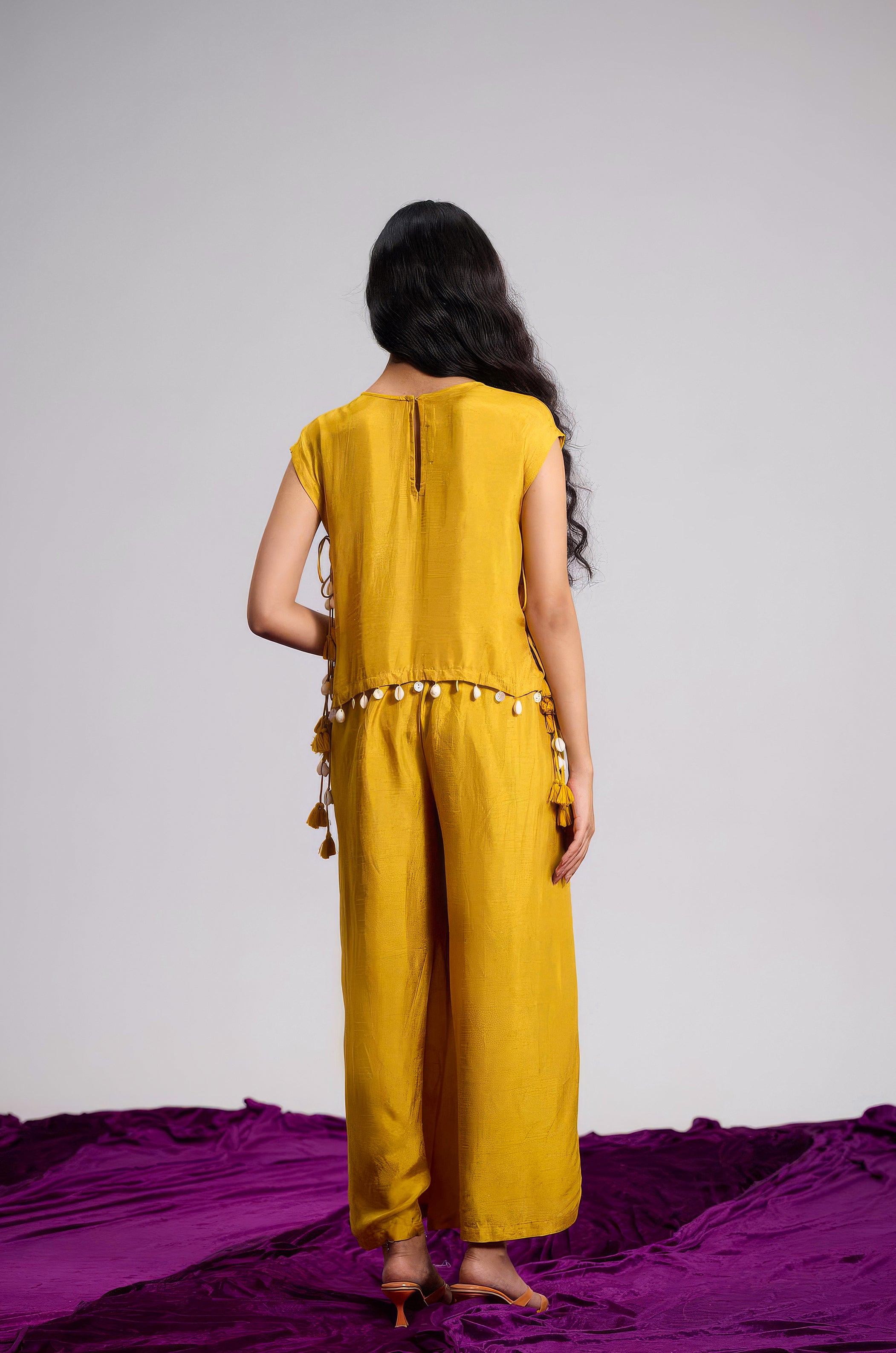 Tumeric Yellow Embellished Raw Silk Co-Ord Set