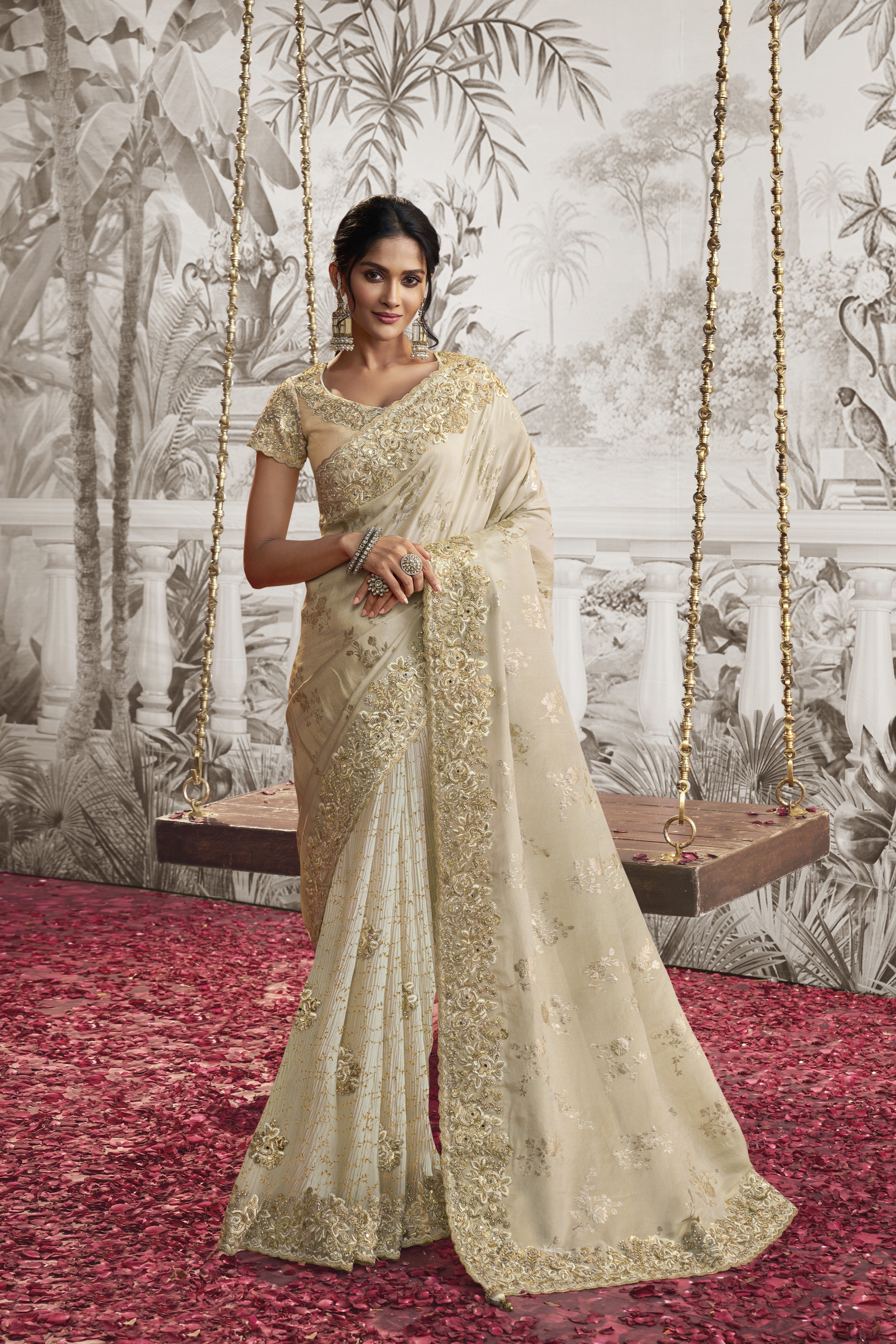 Timeless Champagne Beige Saree