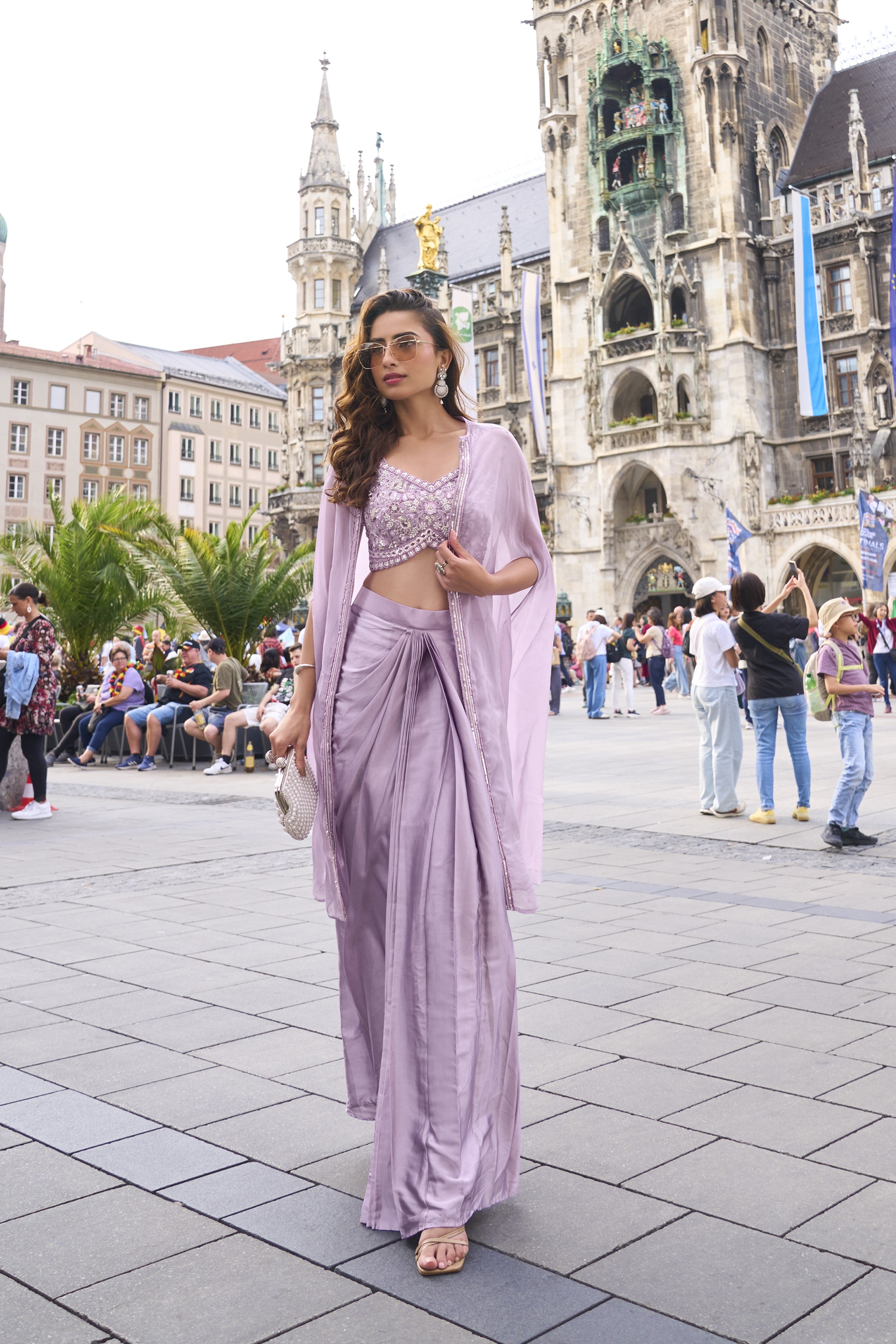 Lilac Embellished Cape Set