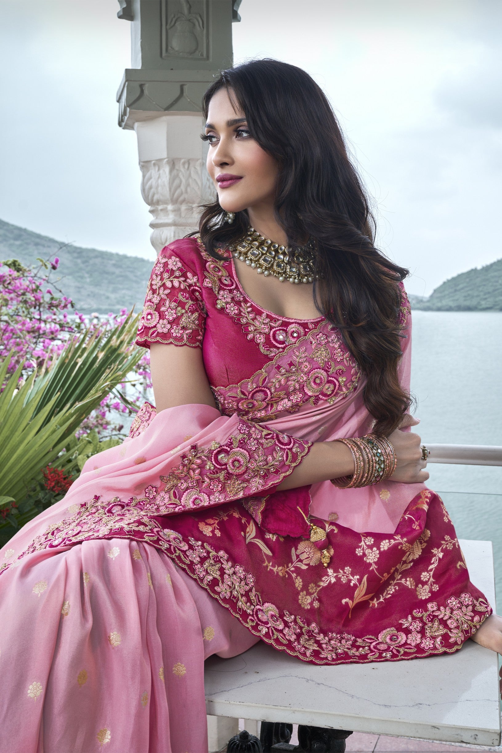 Pink Ethereal Tissue Silk Saree