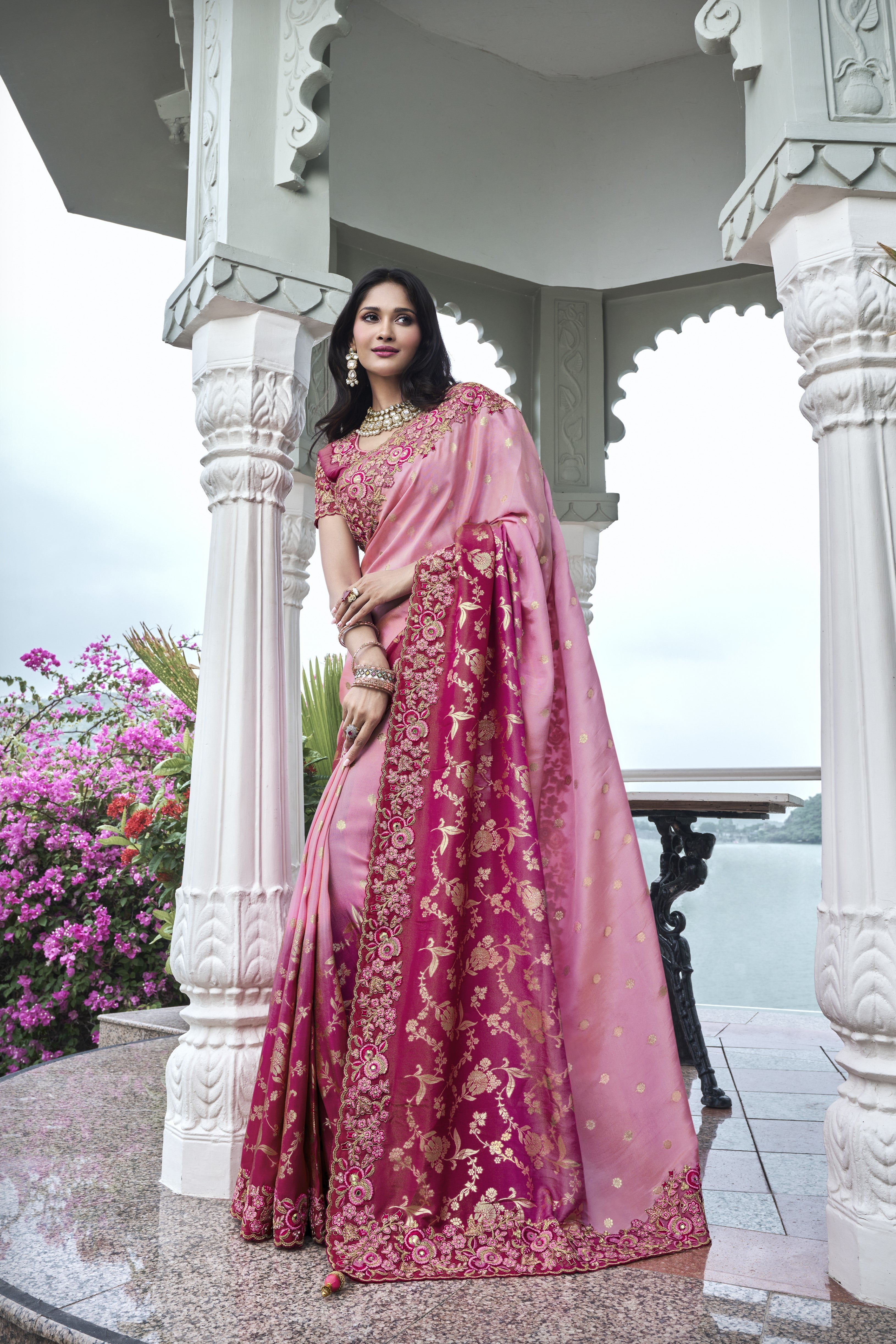Pink Ethereal Tissue Silk Saree