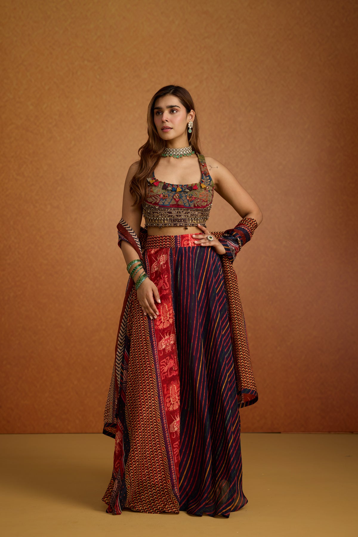 Boho Chic Printed Georgette Skirt Set