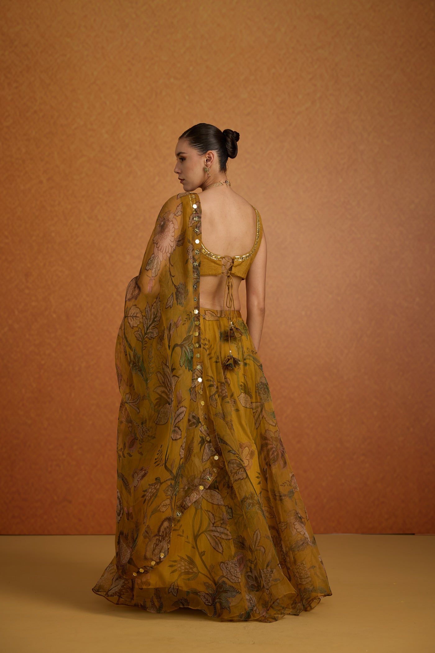 Gilded Sunflower Organza Silk Lehenga Set