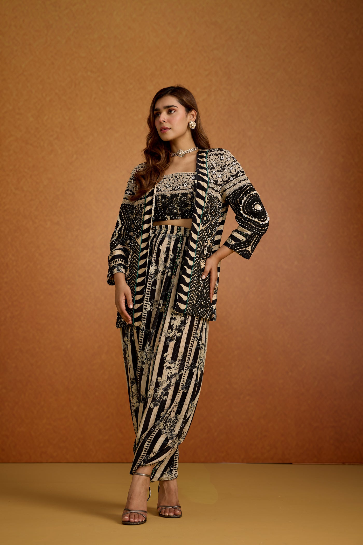 Onyx Aztec Chinon Silk Co-Ord Set